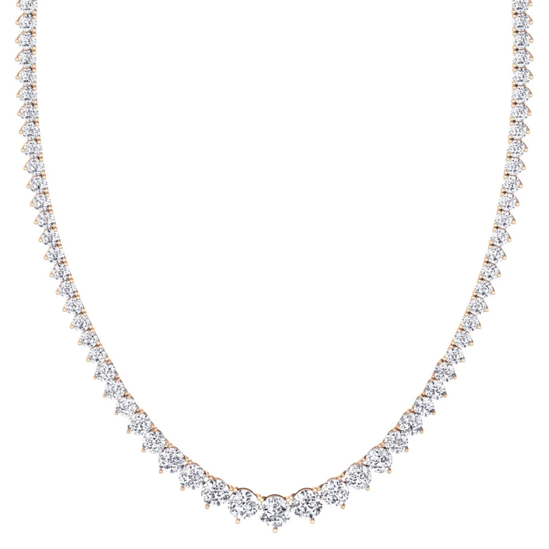 Graduated 3 Prong Lab Diamond Tennis Necklace