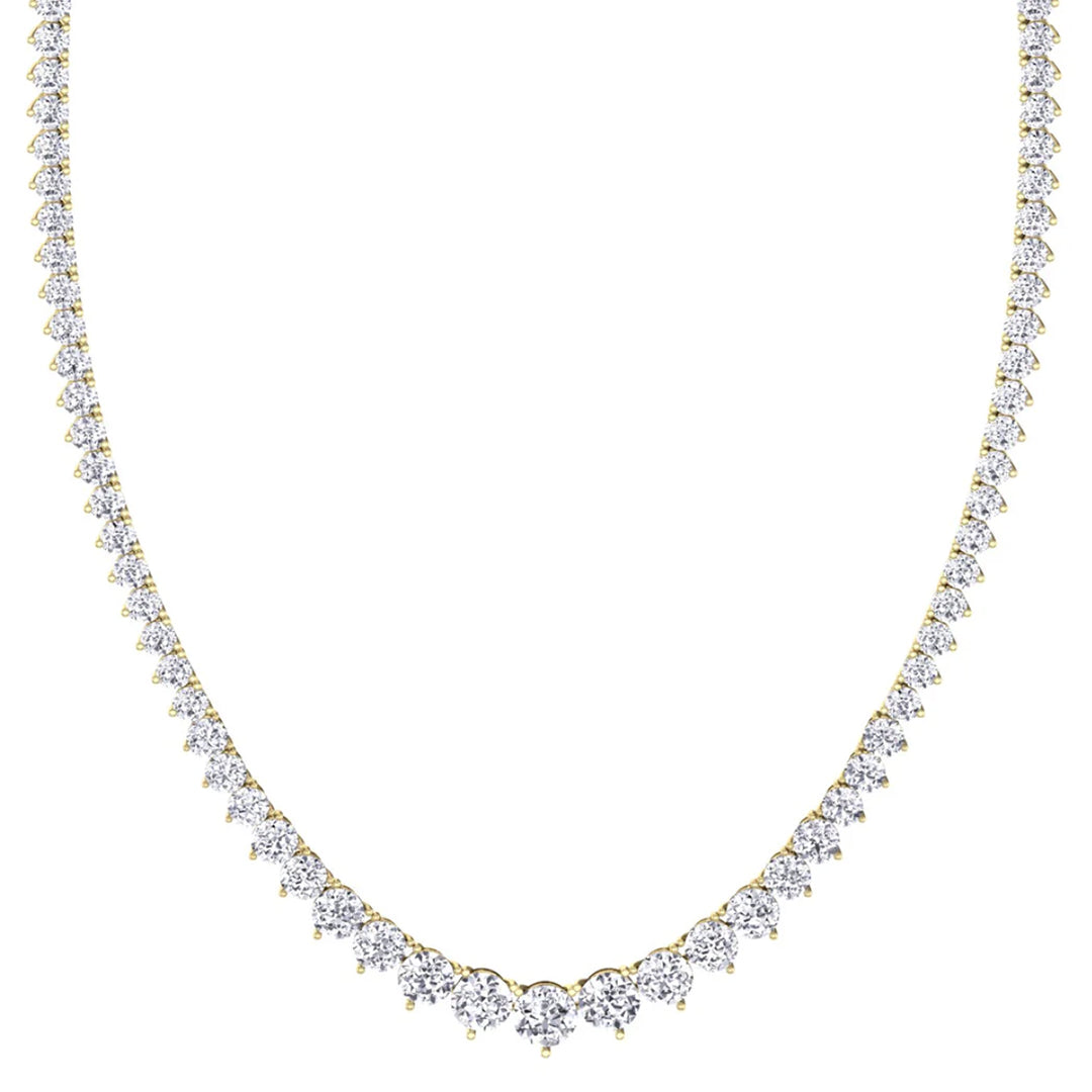Graduated 3 Prong Lab Diamond Tennis Necklace