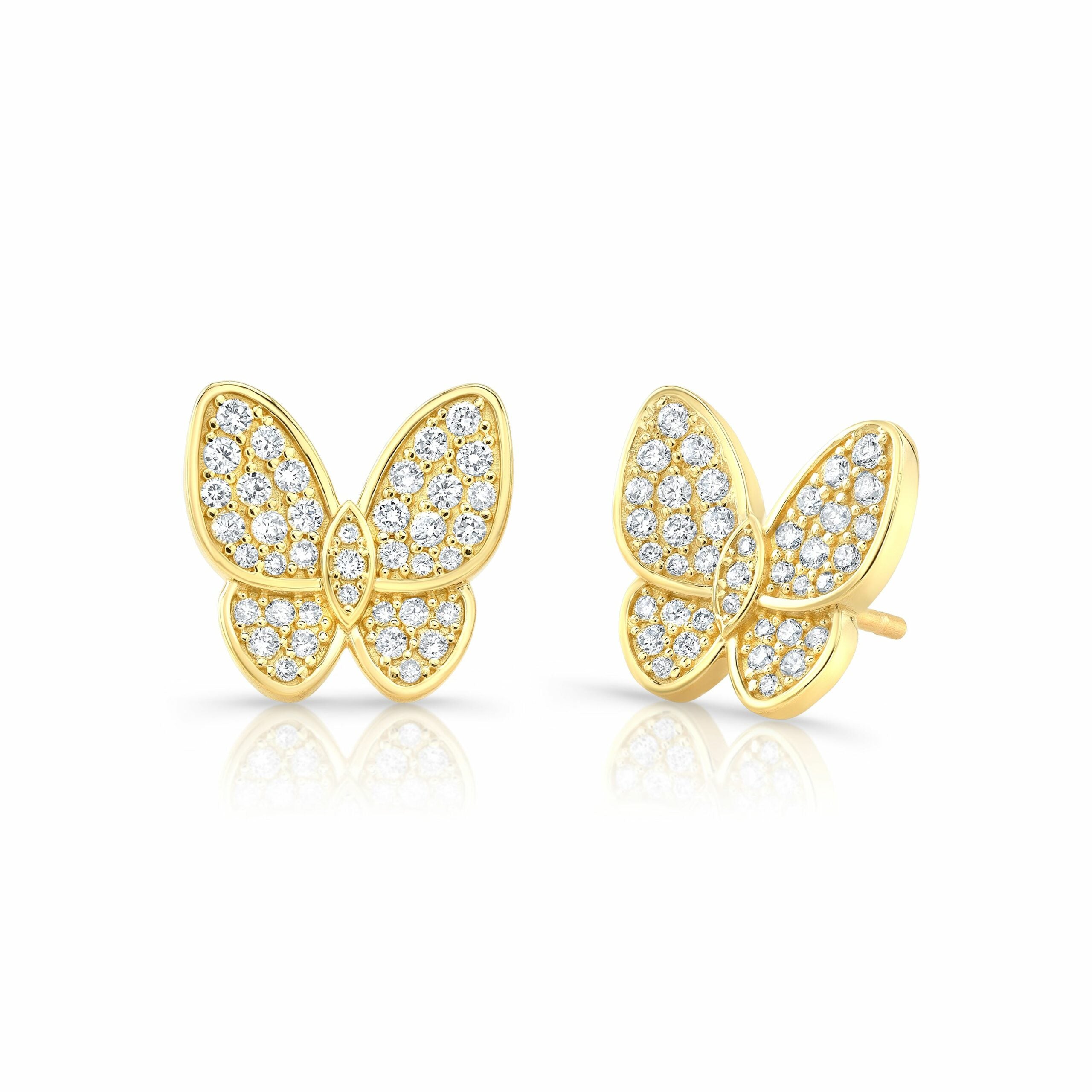 Butterfly Diamond Stud Earrings