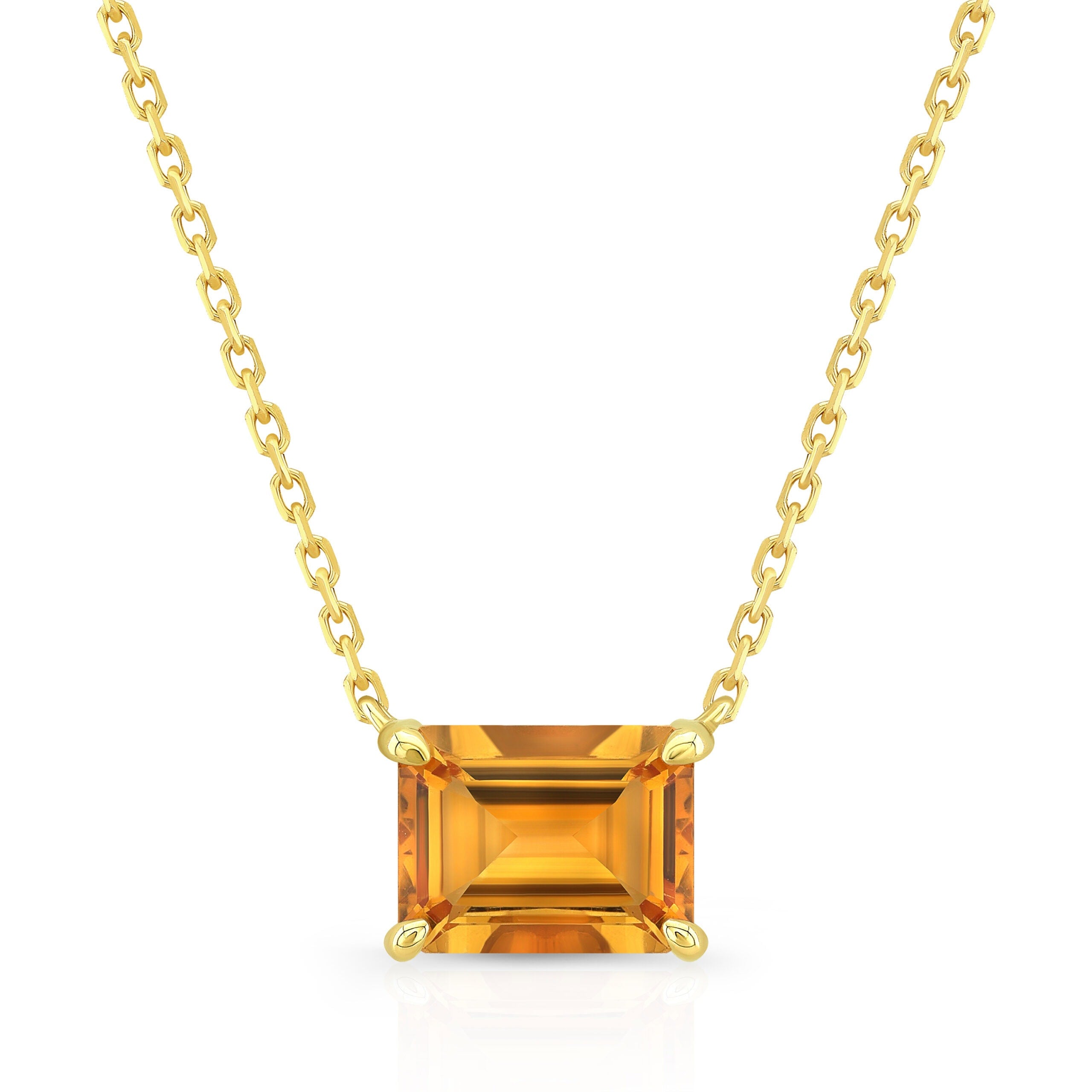 Emerald-Cut Birthstone Necklace
