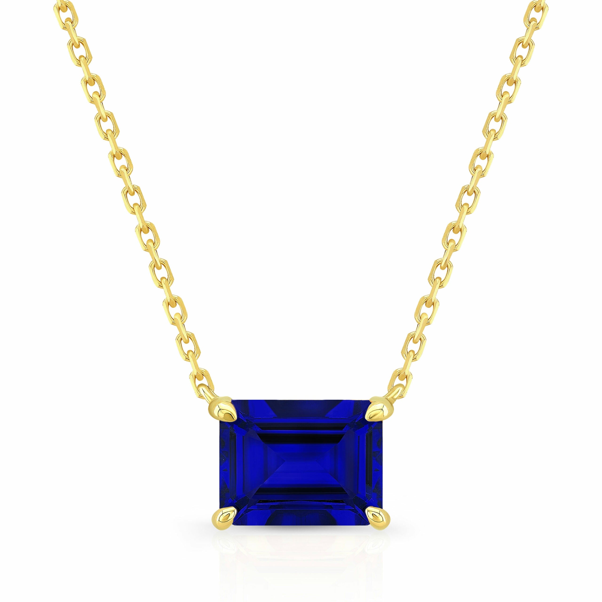 Emerald-Cut Birthstone Necklace