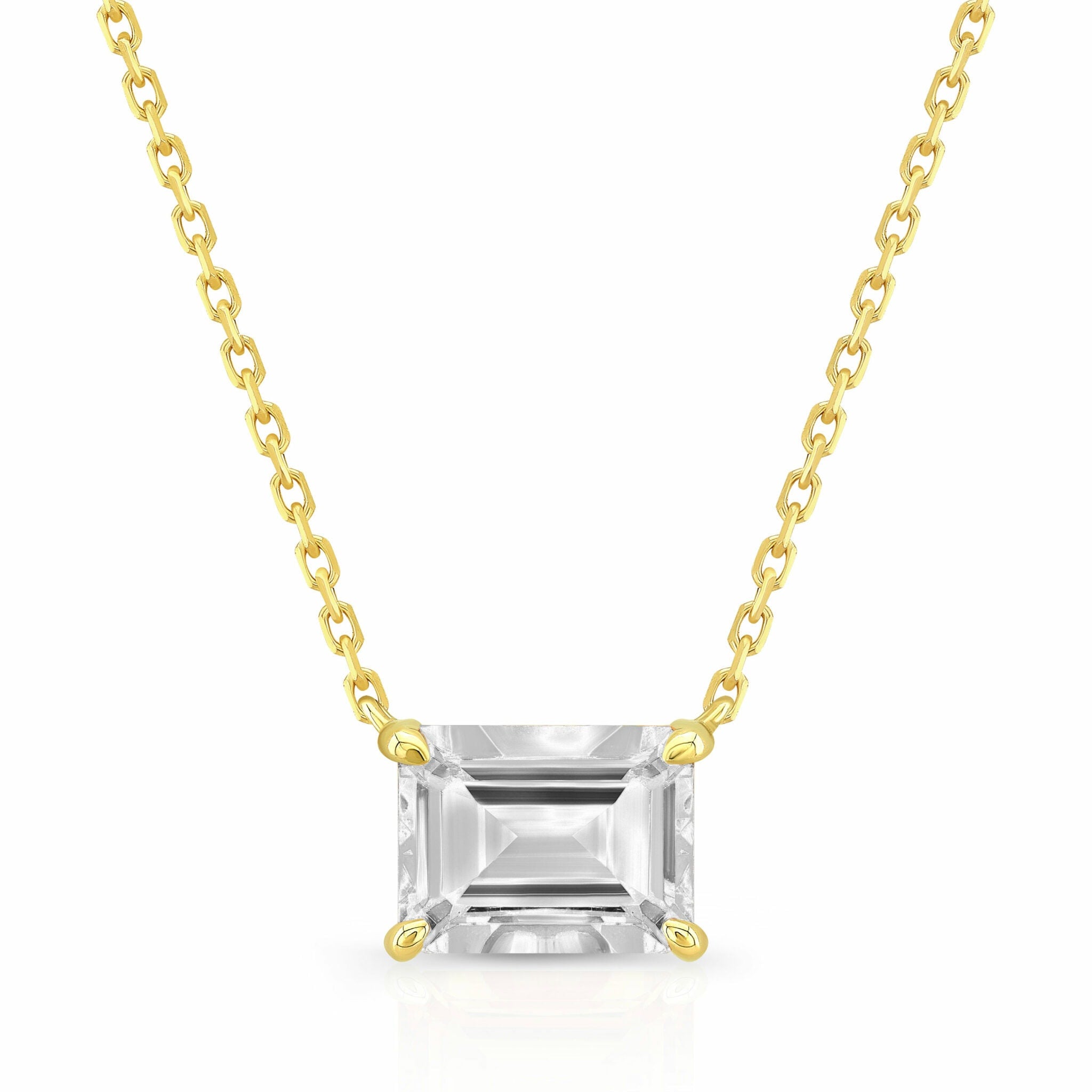 Emerald-Cut Birthstone Necklace