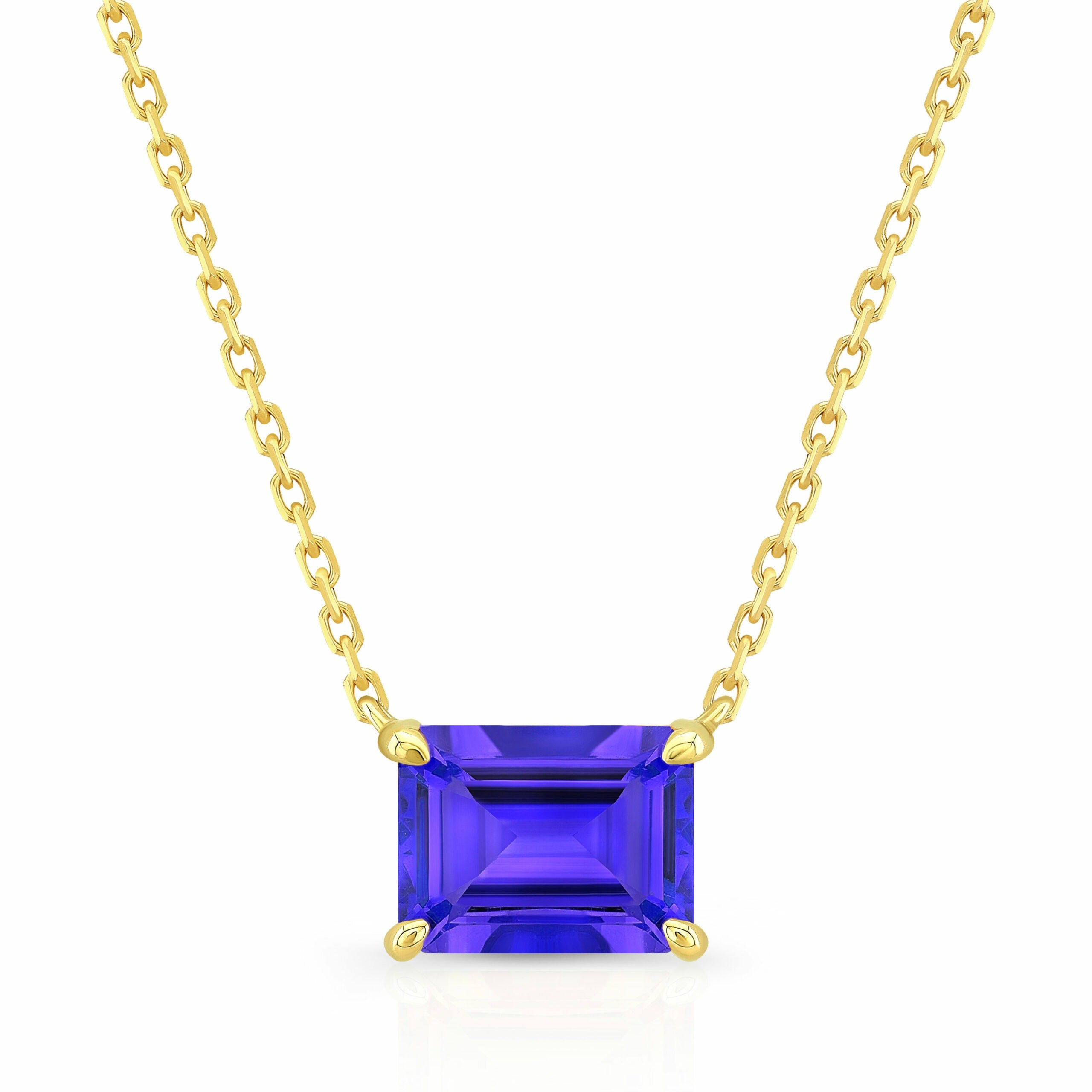Emerald-Cut Birthstone Necklace