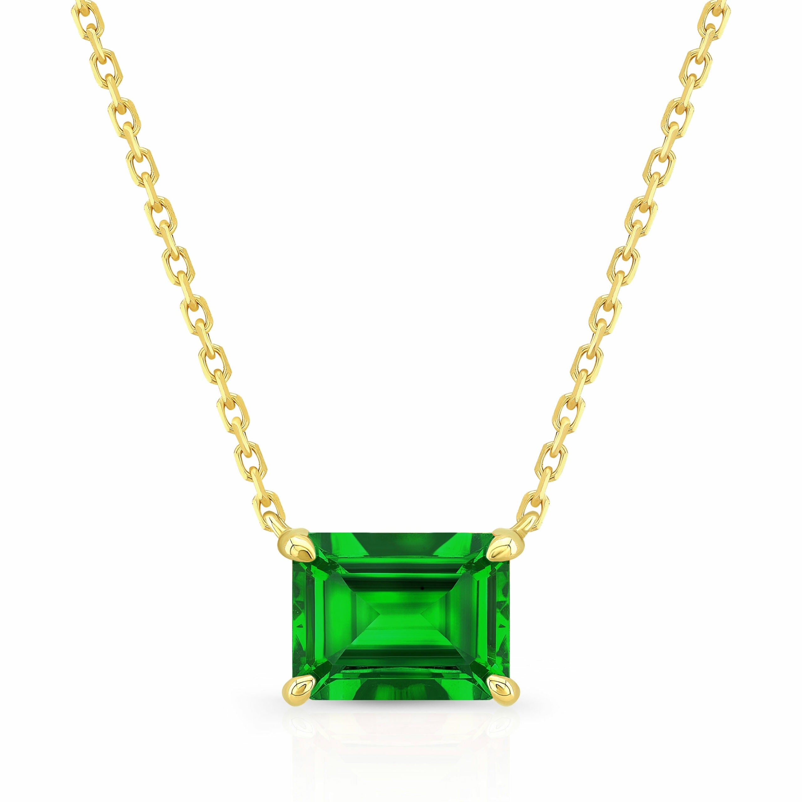 Emerald-Cut Birthstone Necklace
