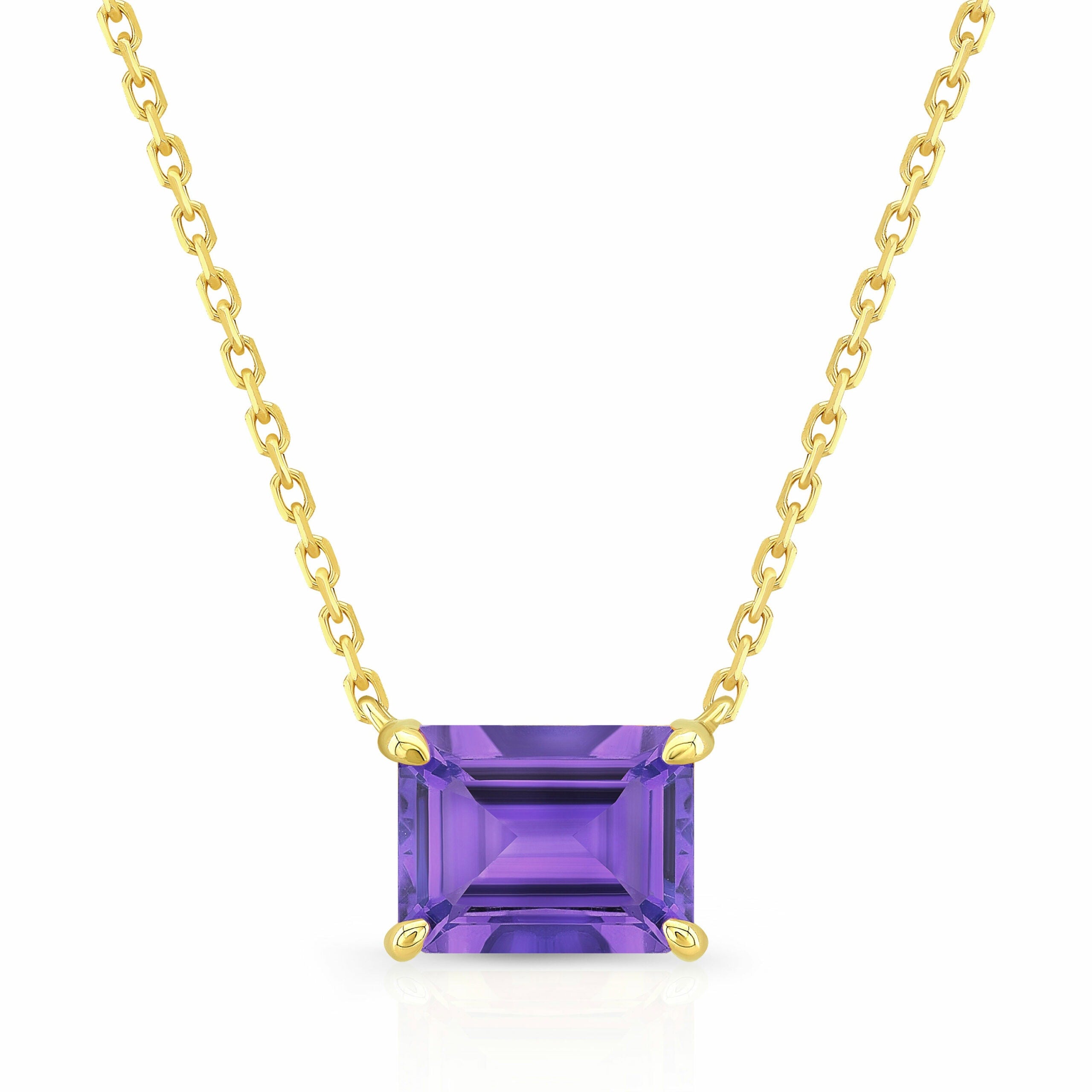 Emerald-Cut Birthstone Necklace