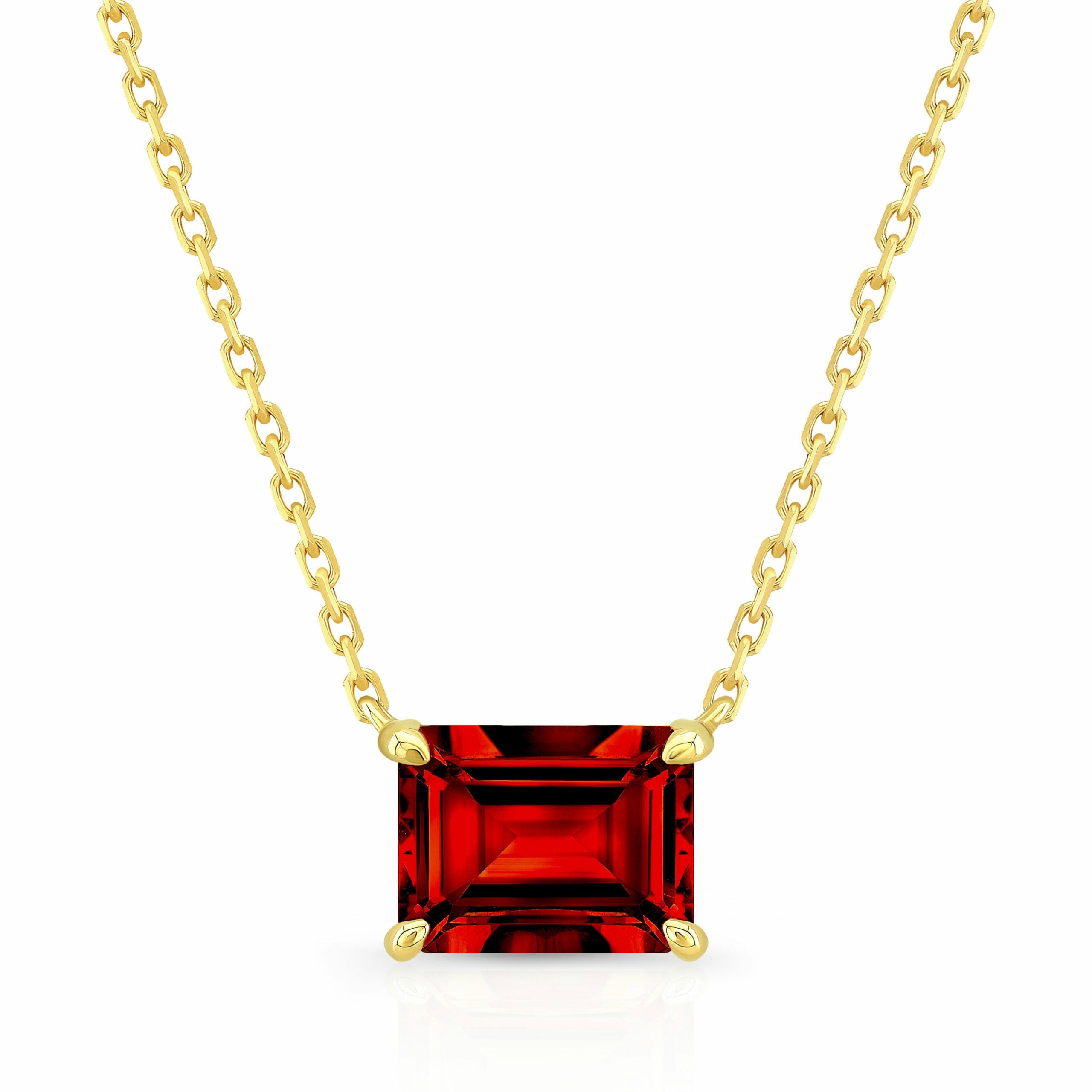 Emerald-Cut Birthstone Necklace