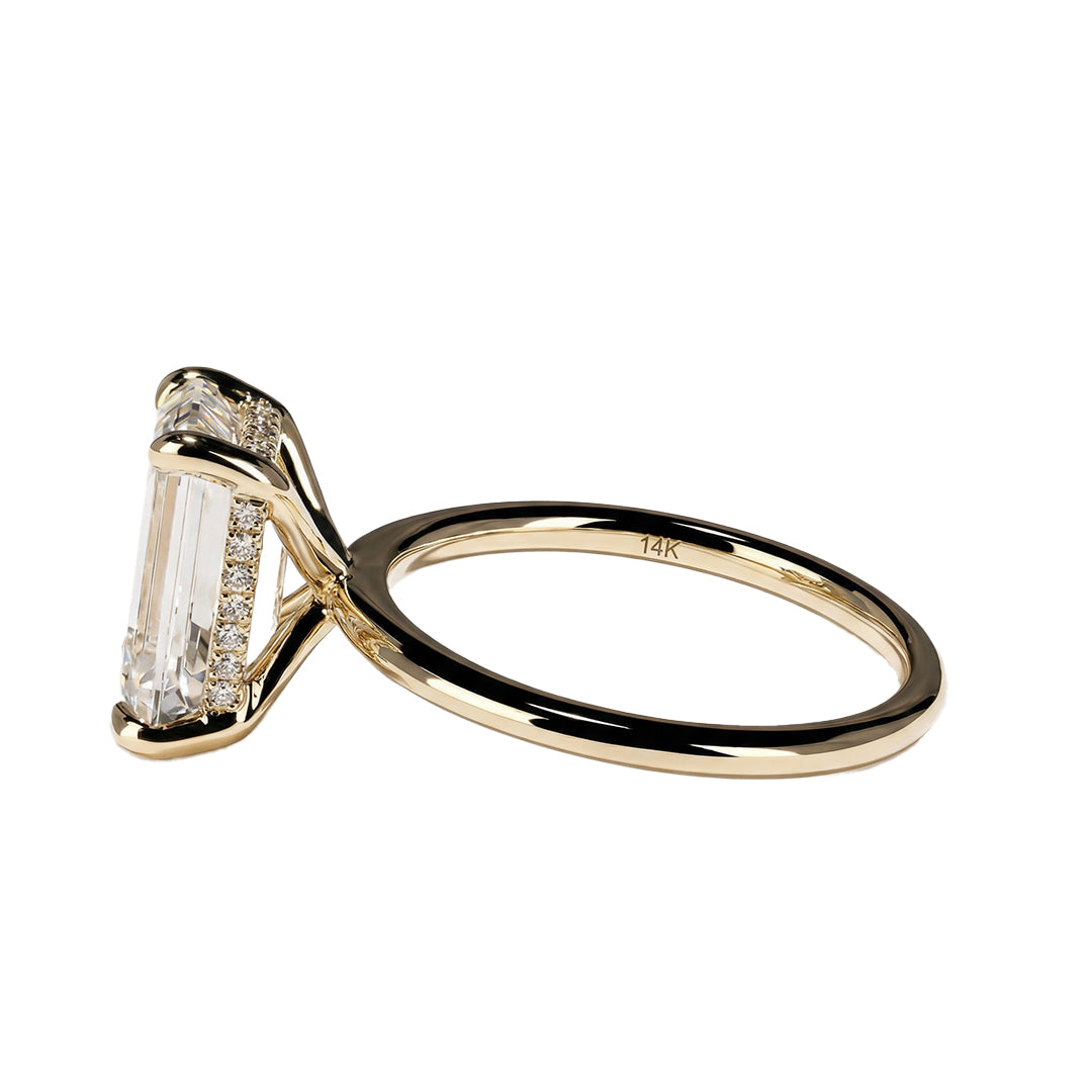 Emerald Lab Diamond Hidden Halo Ring