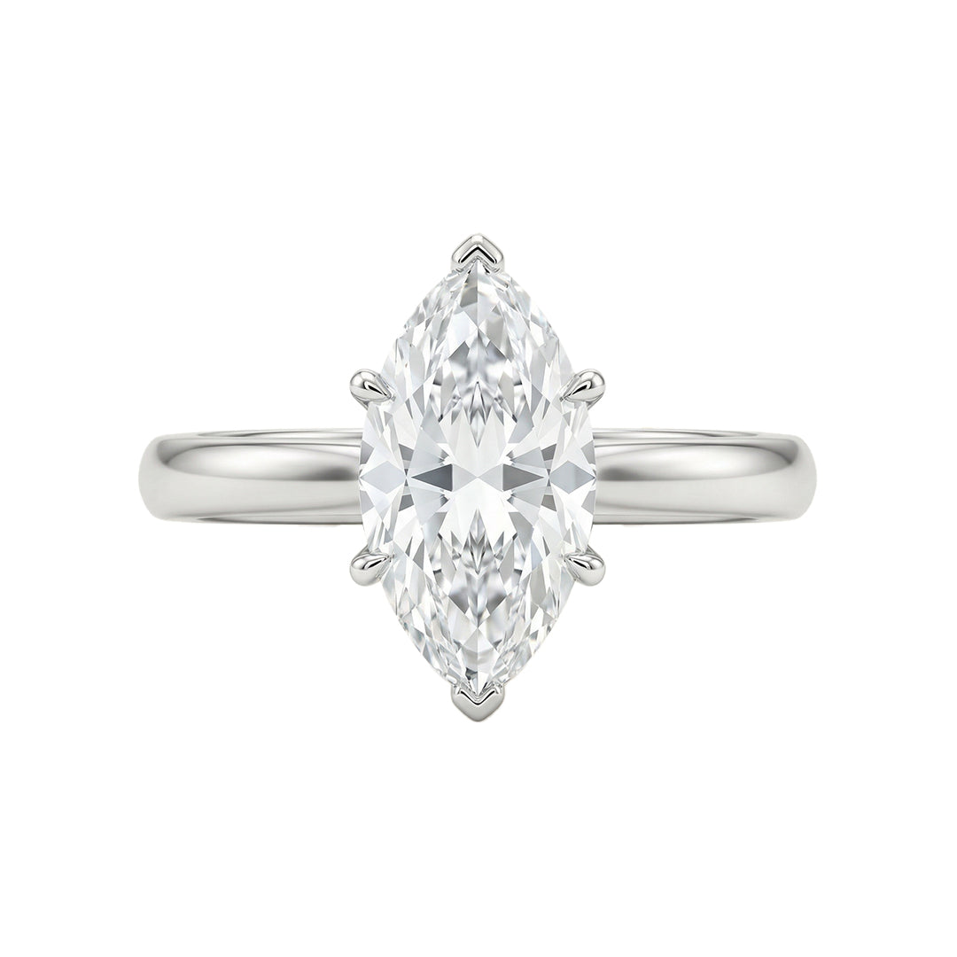 Marquise Lab Diamond Solitaire Engagement Ring
