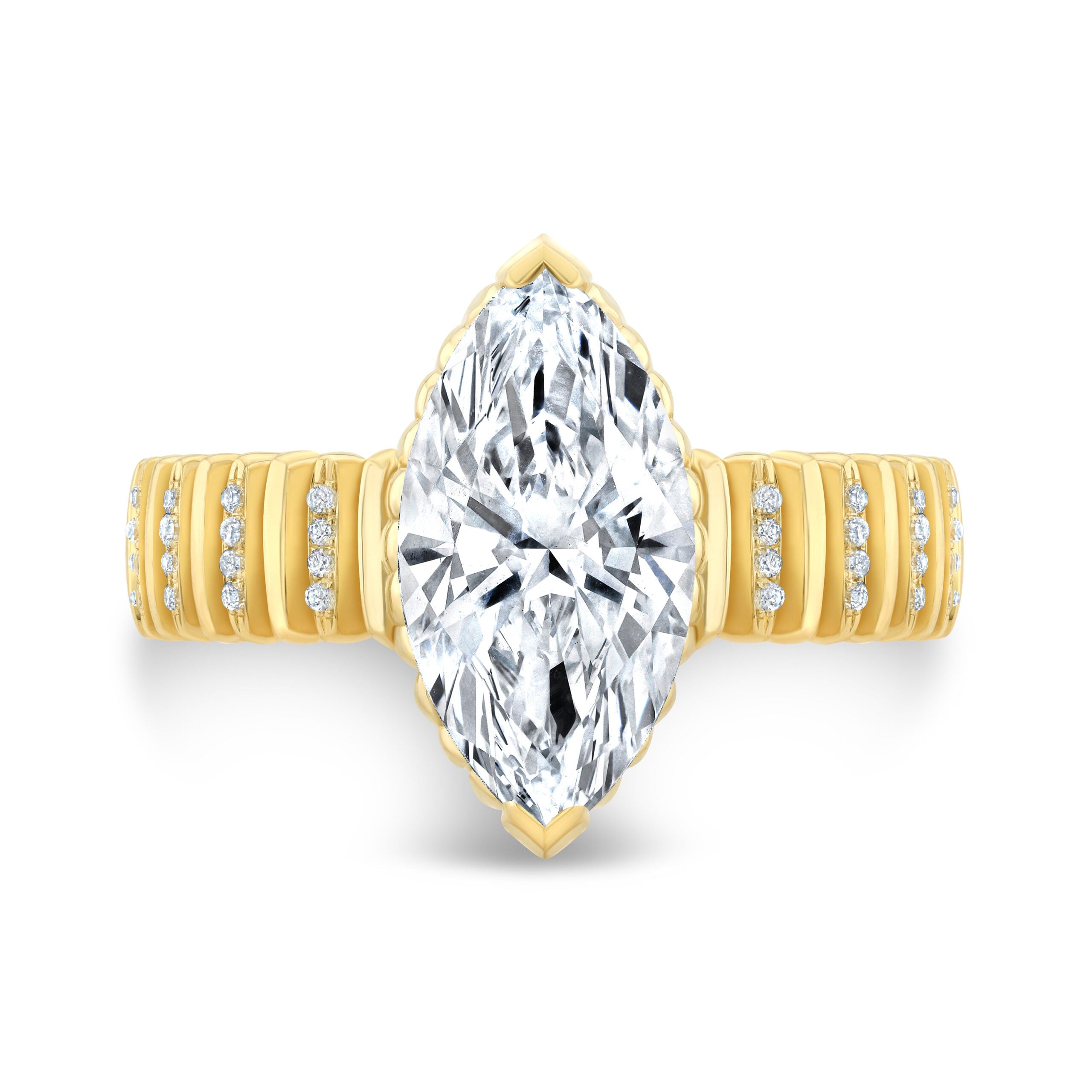 Marquise Cut Diamond Fluted Band Ring