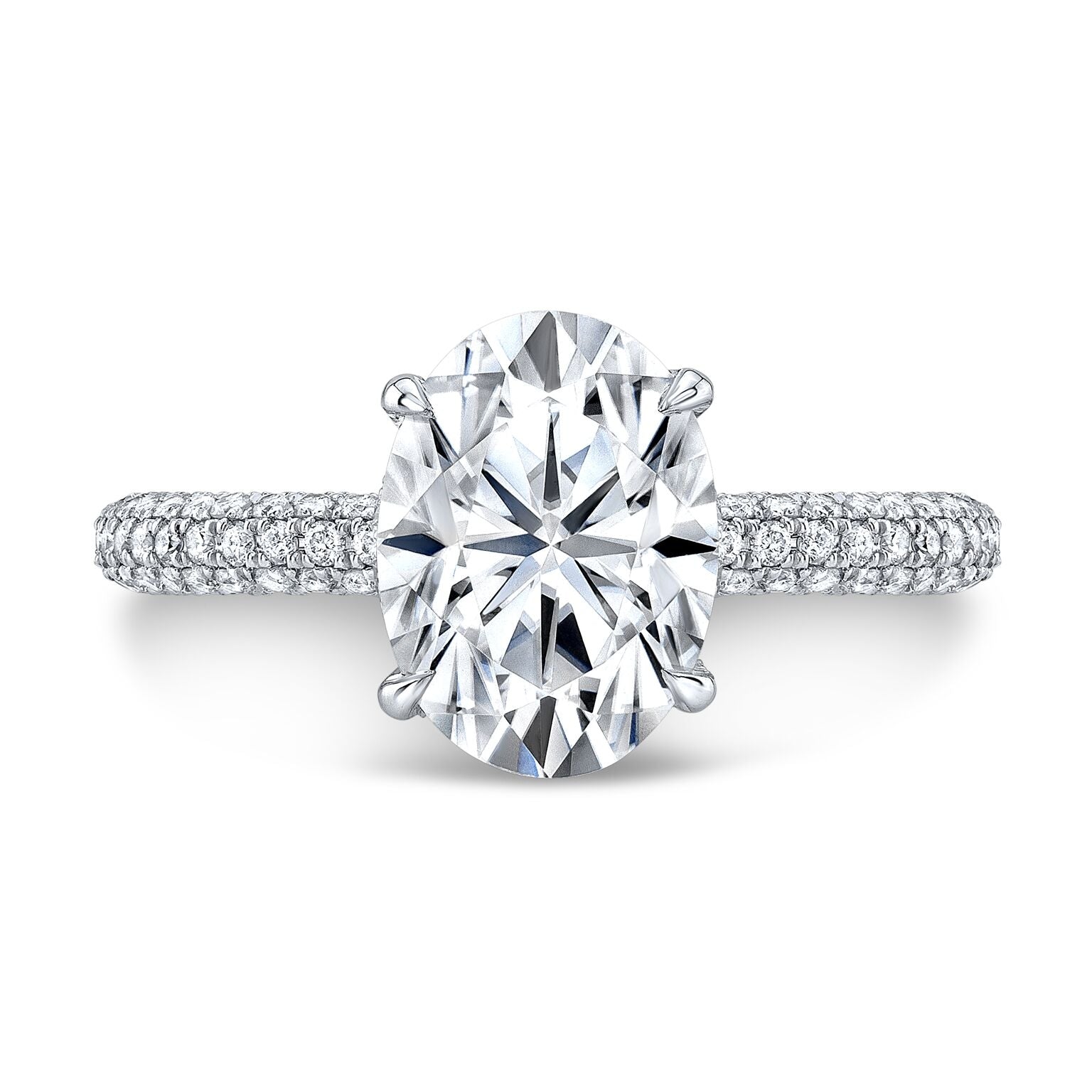 Oval Lab Grown Diamond Engagement Ring with Pavé Band