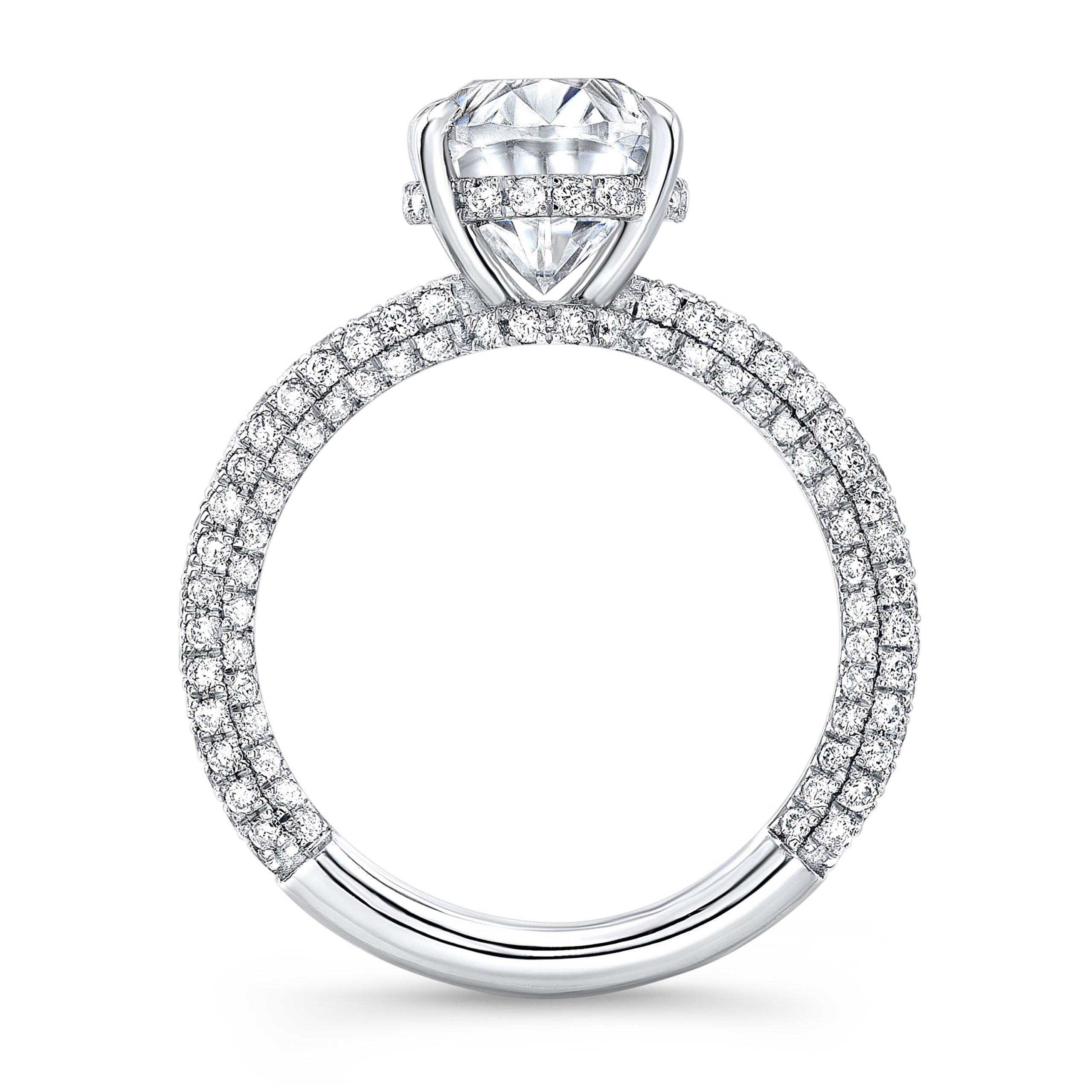 Oval Lab Grown Diamond Engagement Ring with Pavé Band