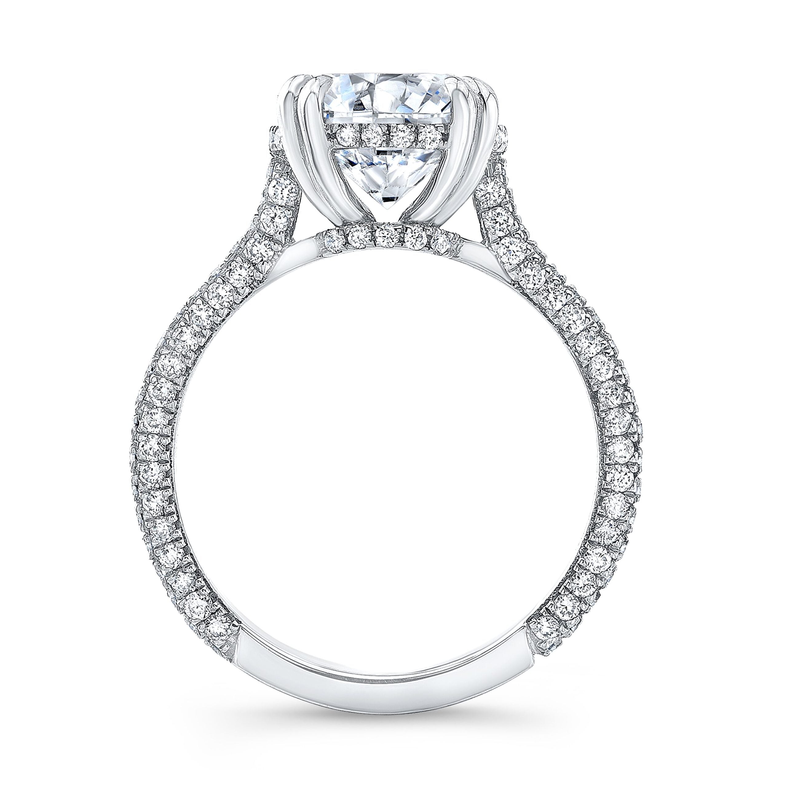 Round Brilliant Lab Grown Diamond Engagement Ring with Pavé Band