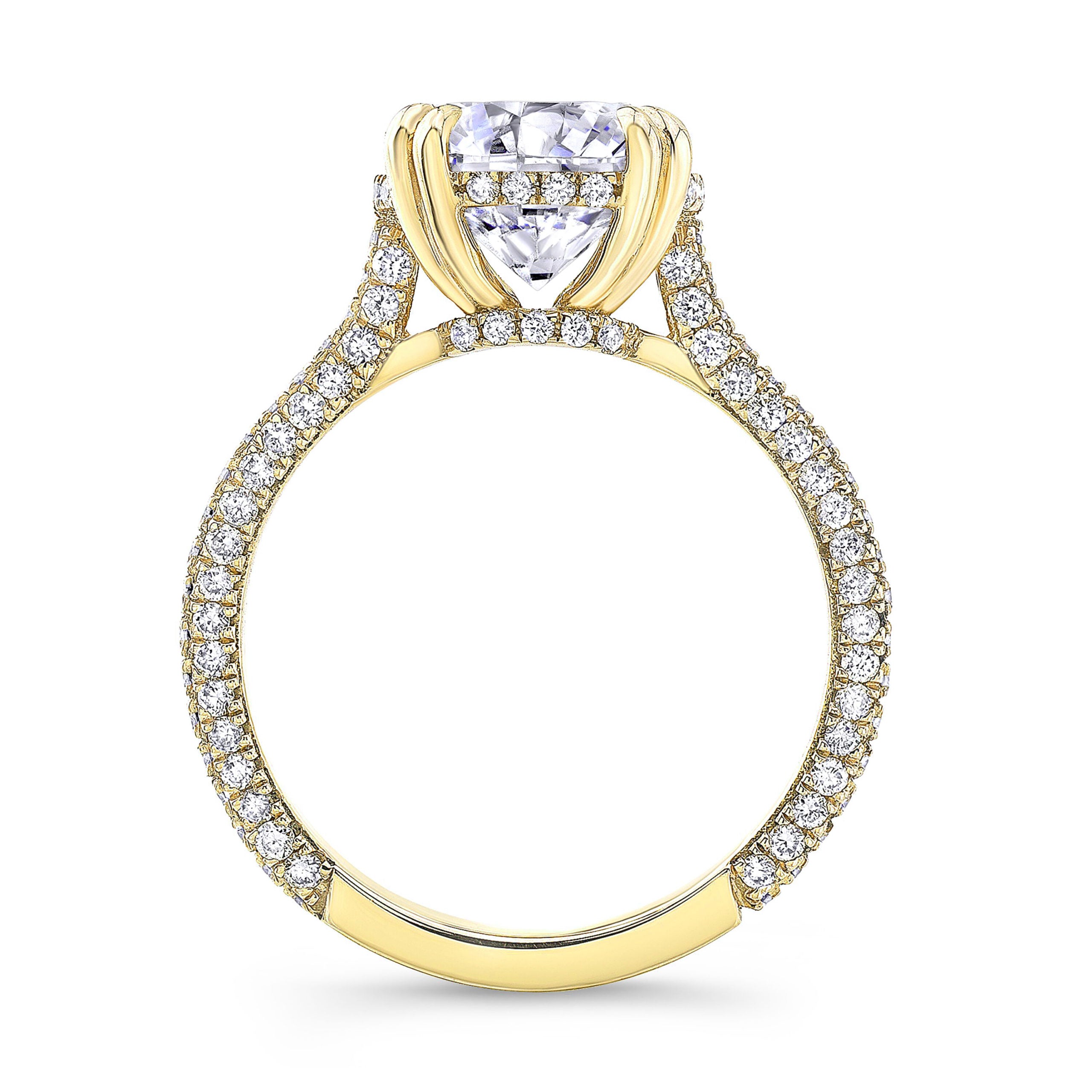 Round Brilliant Lab Grown Diamond Engagement Ring with Pavé Band