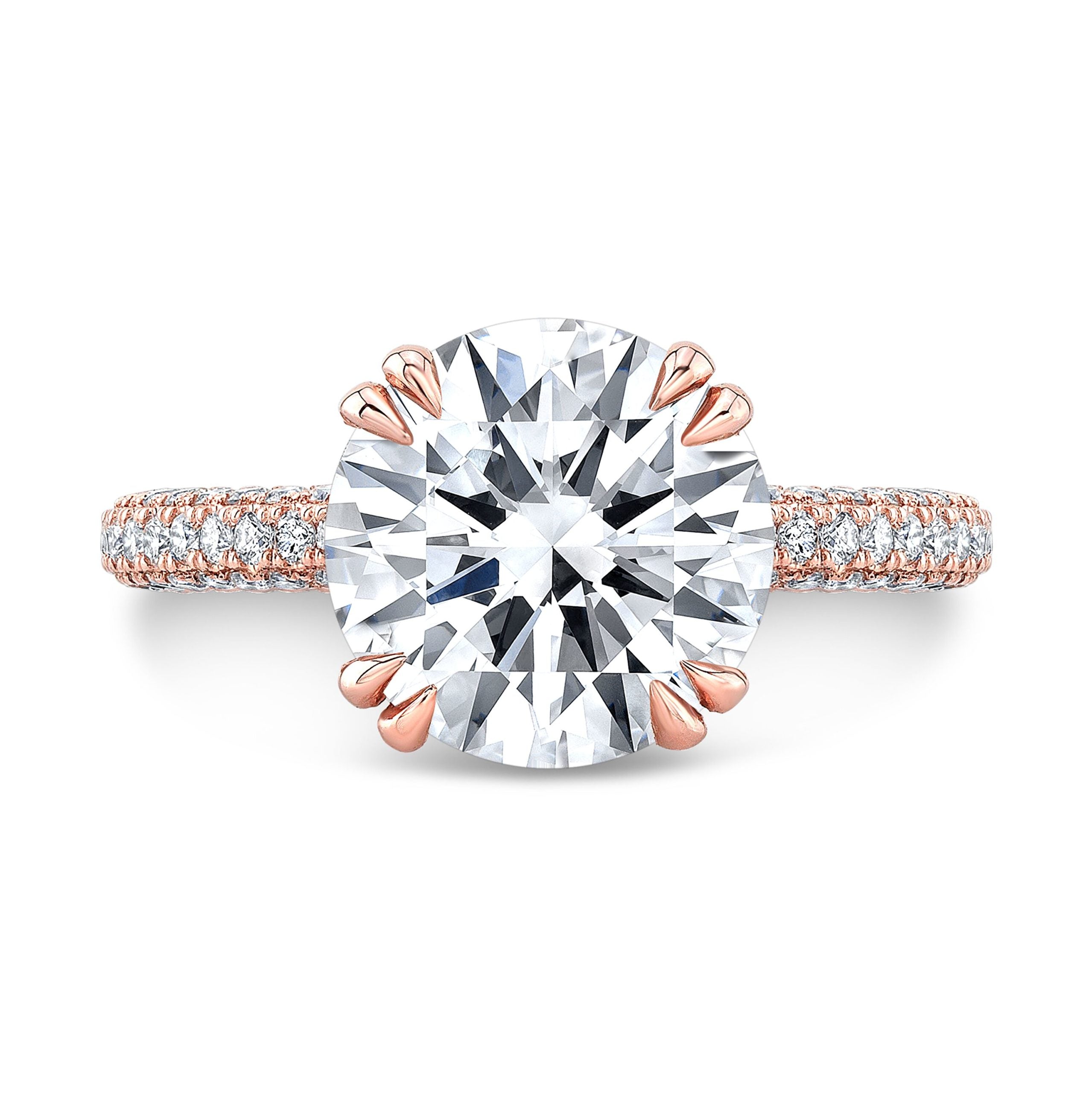 Round Brilliant Lab Grown Diamond Engagement Ring with Pavé Band