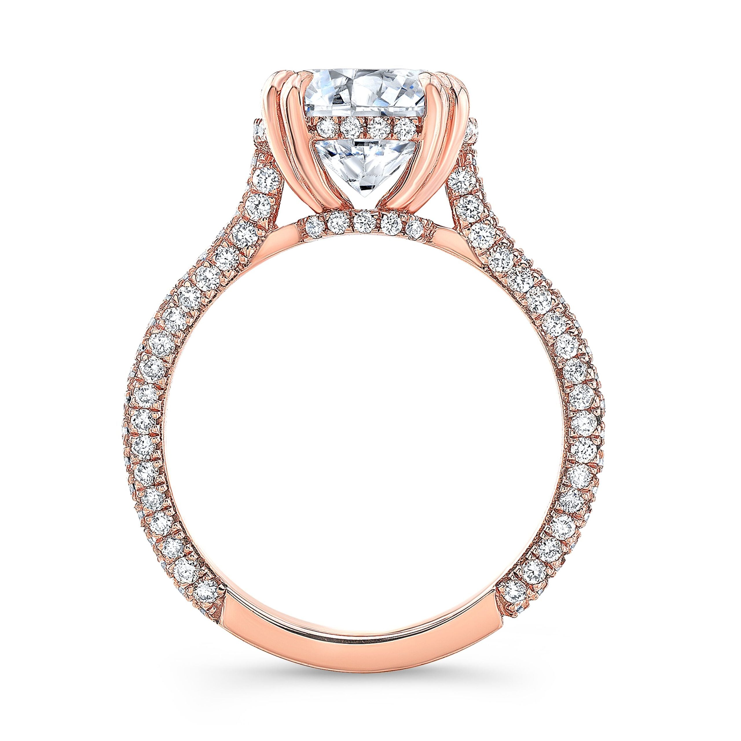 Round Brilliant Lab Grown Diamond Engagement Ring with Pavé Band