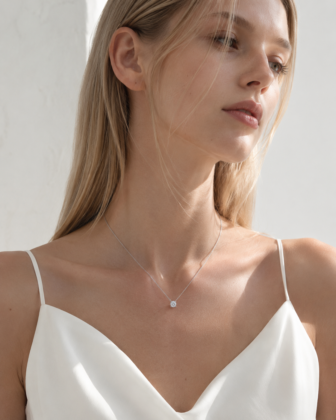 Solitaire Floating Diamond Necklace
