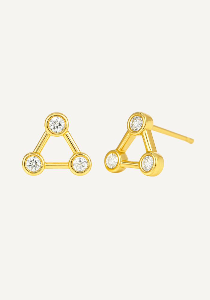 Petite Trinity Natural Diamond Studs Earrings