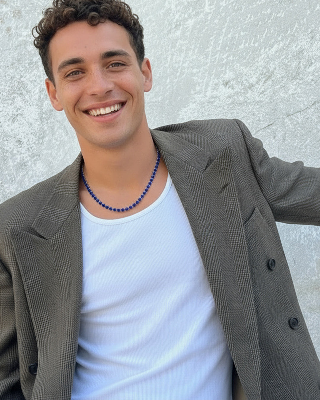 Lab Grown Blue Sapphire Tennis Necklace