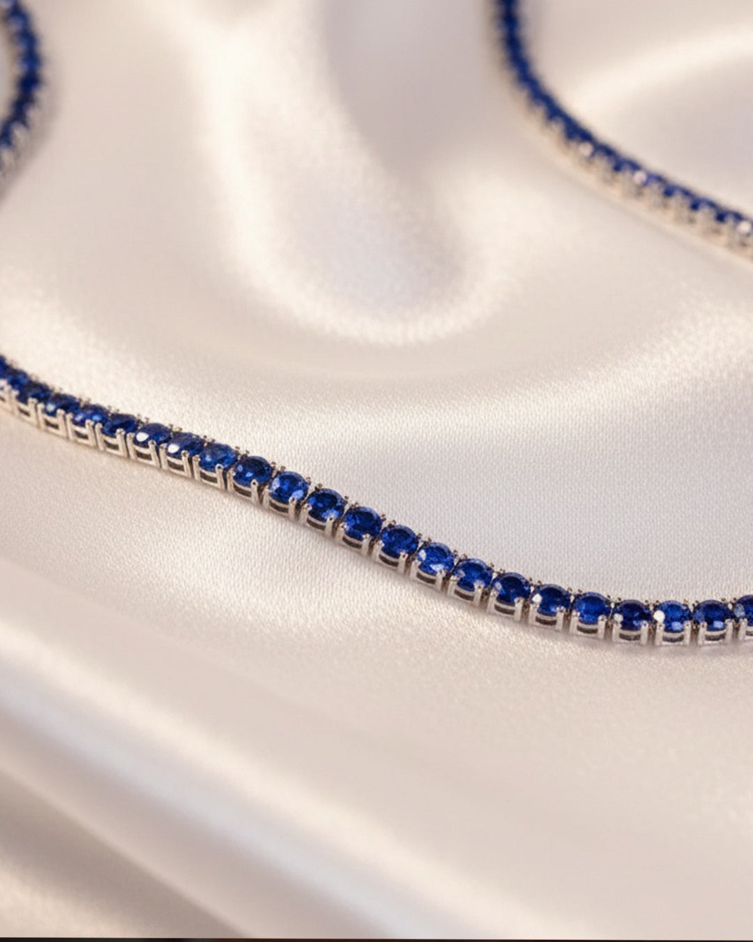 Lab Grown Blue Sapphire Tennis Necklace