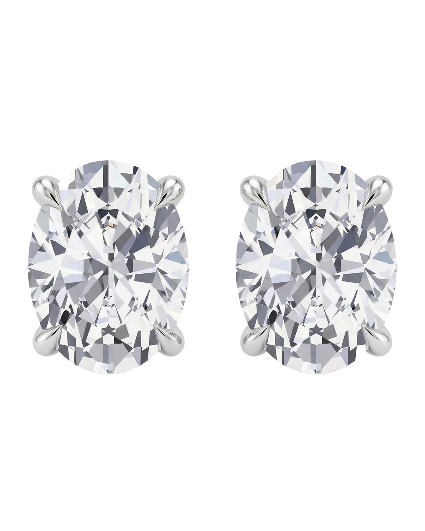 Oval cut Lab Grown Diamond Stud Earrings (18K yellow gold / Total 8CT / VVS / E-F)