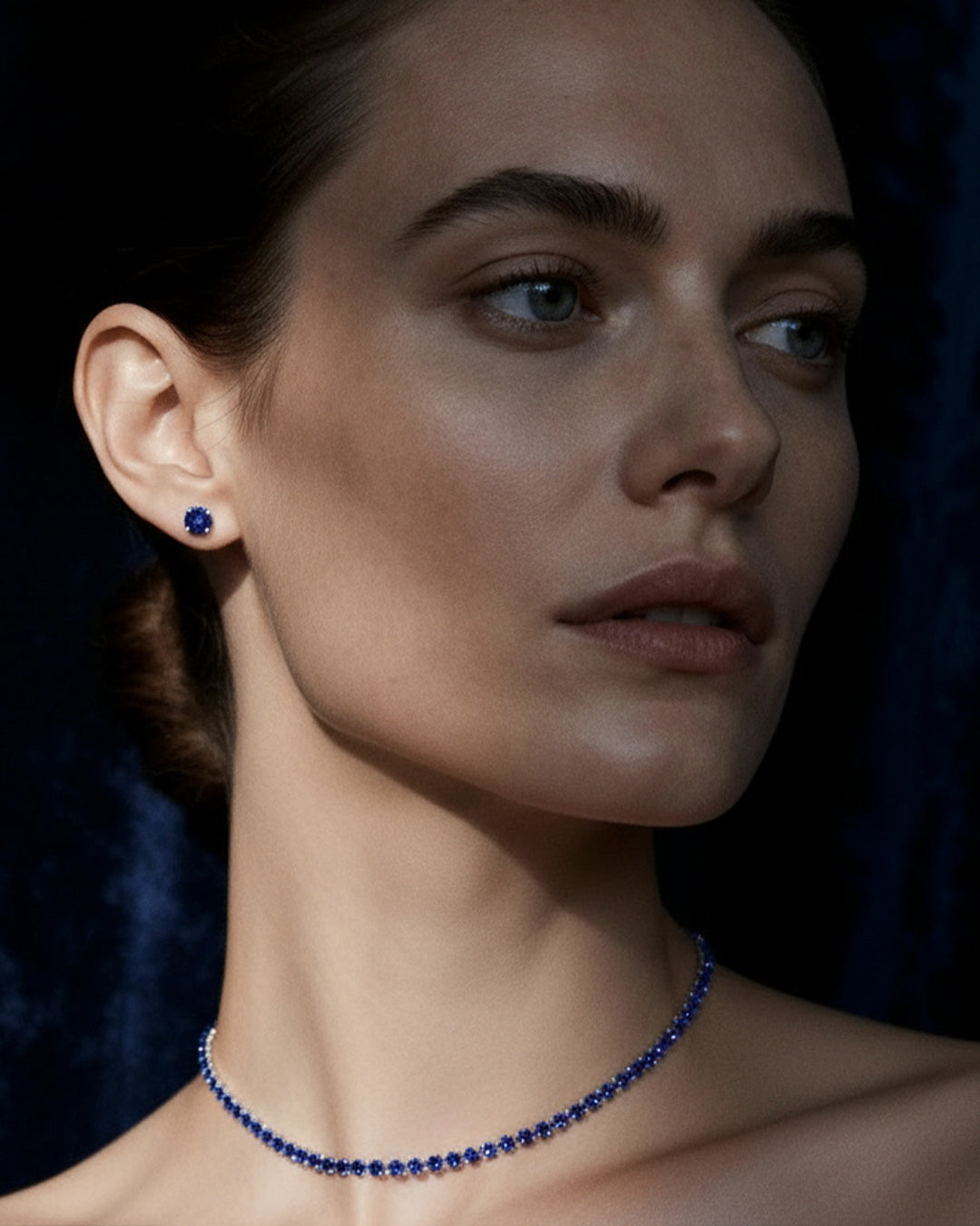 Lab Grown Blue Sapphire Tennis Necklace