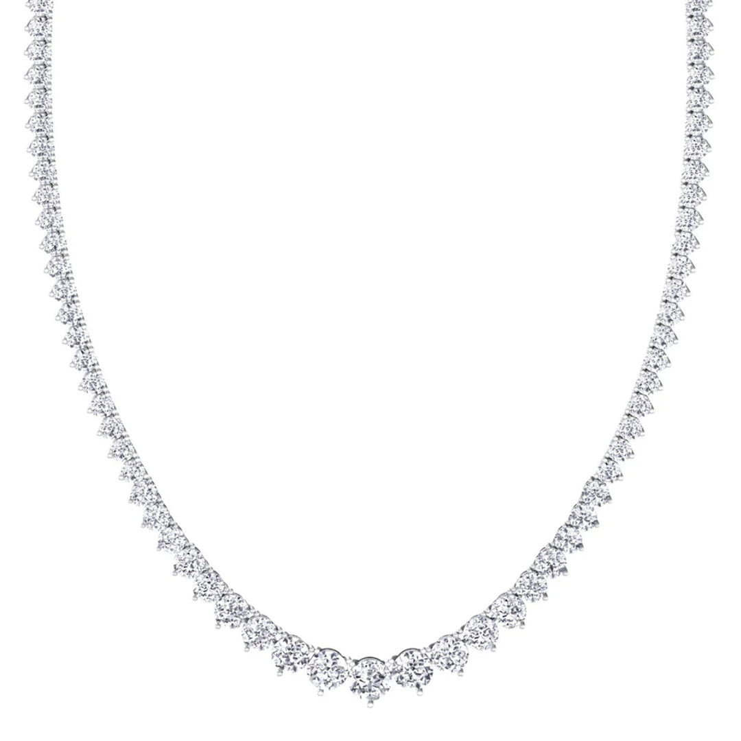 Graduated 3 Prong Lab Diamond Tennis Necklace