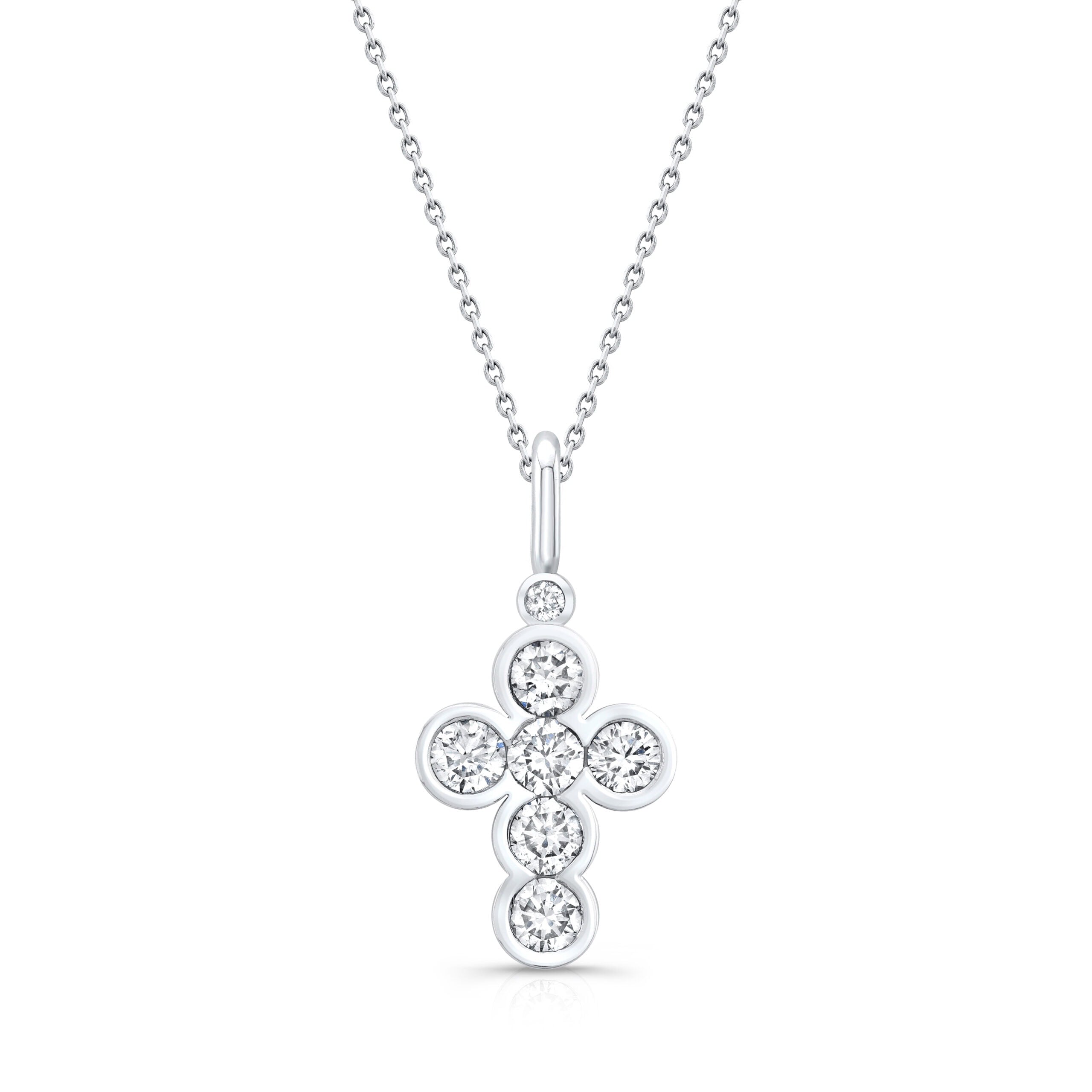 Bubble Diamond Cross Pendant Necklace