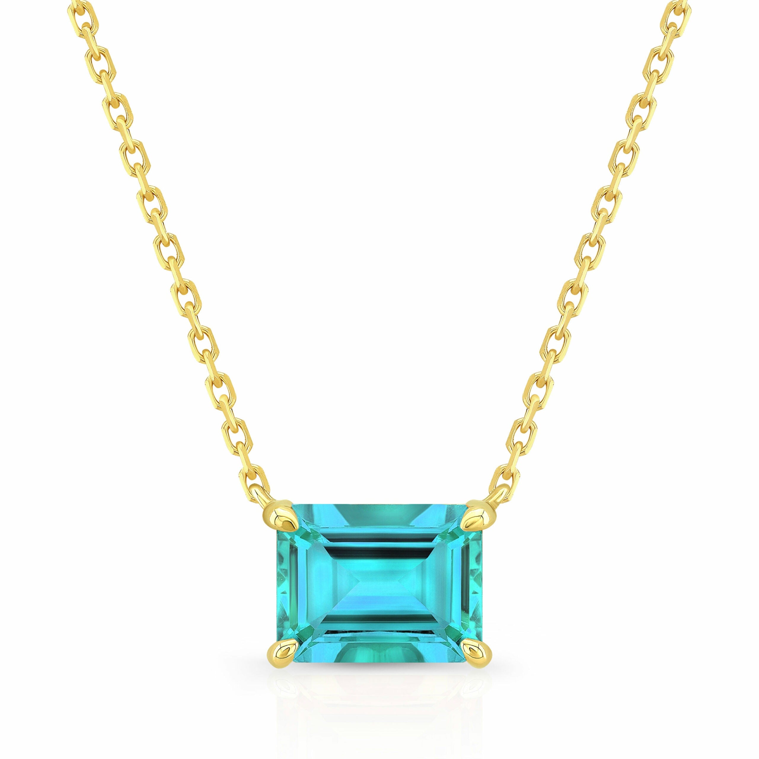 Emerald-Cut Birthstone Necklace