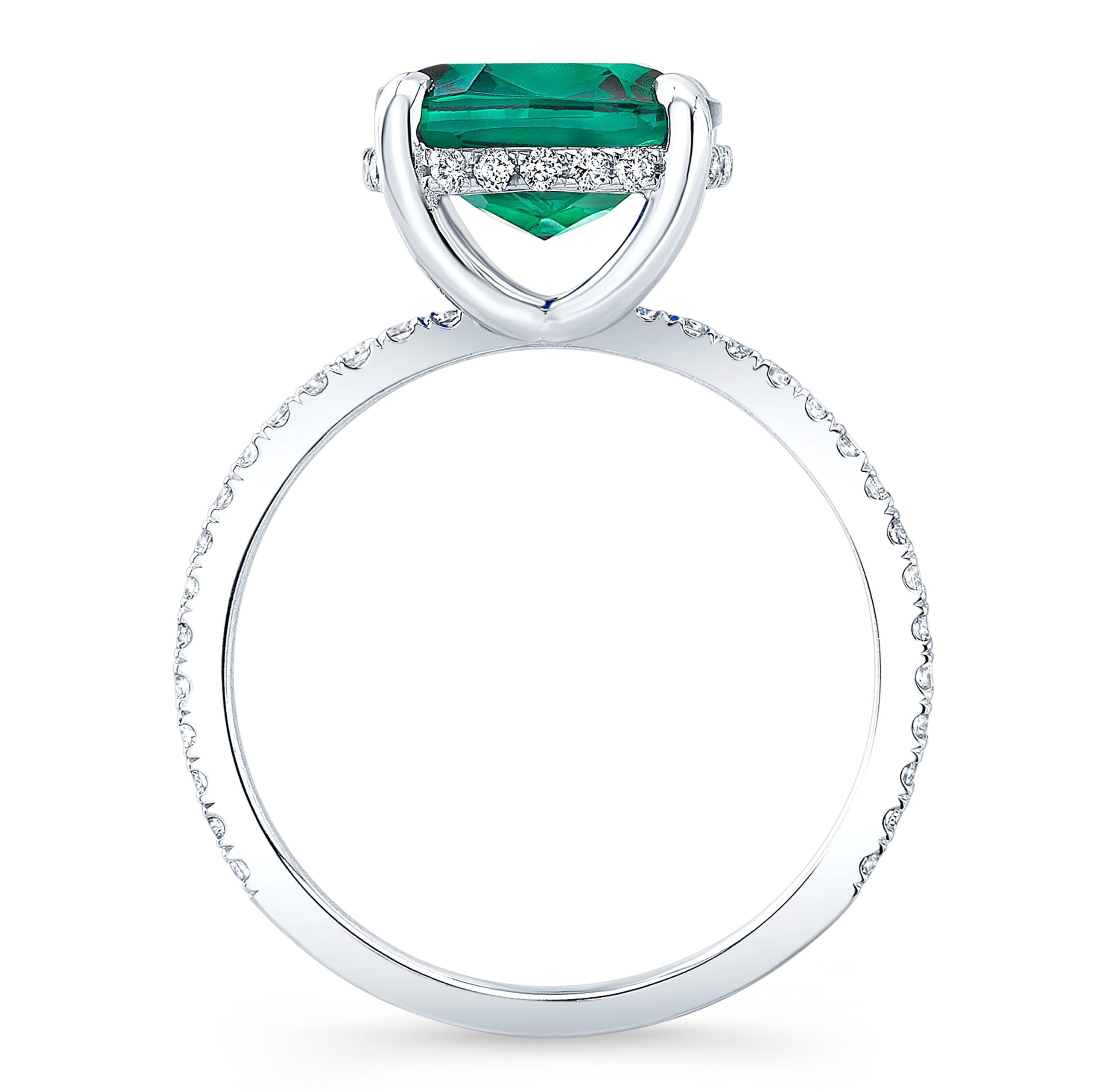 Emerald Cushion Halo Ring