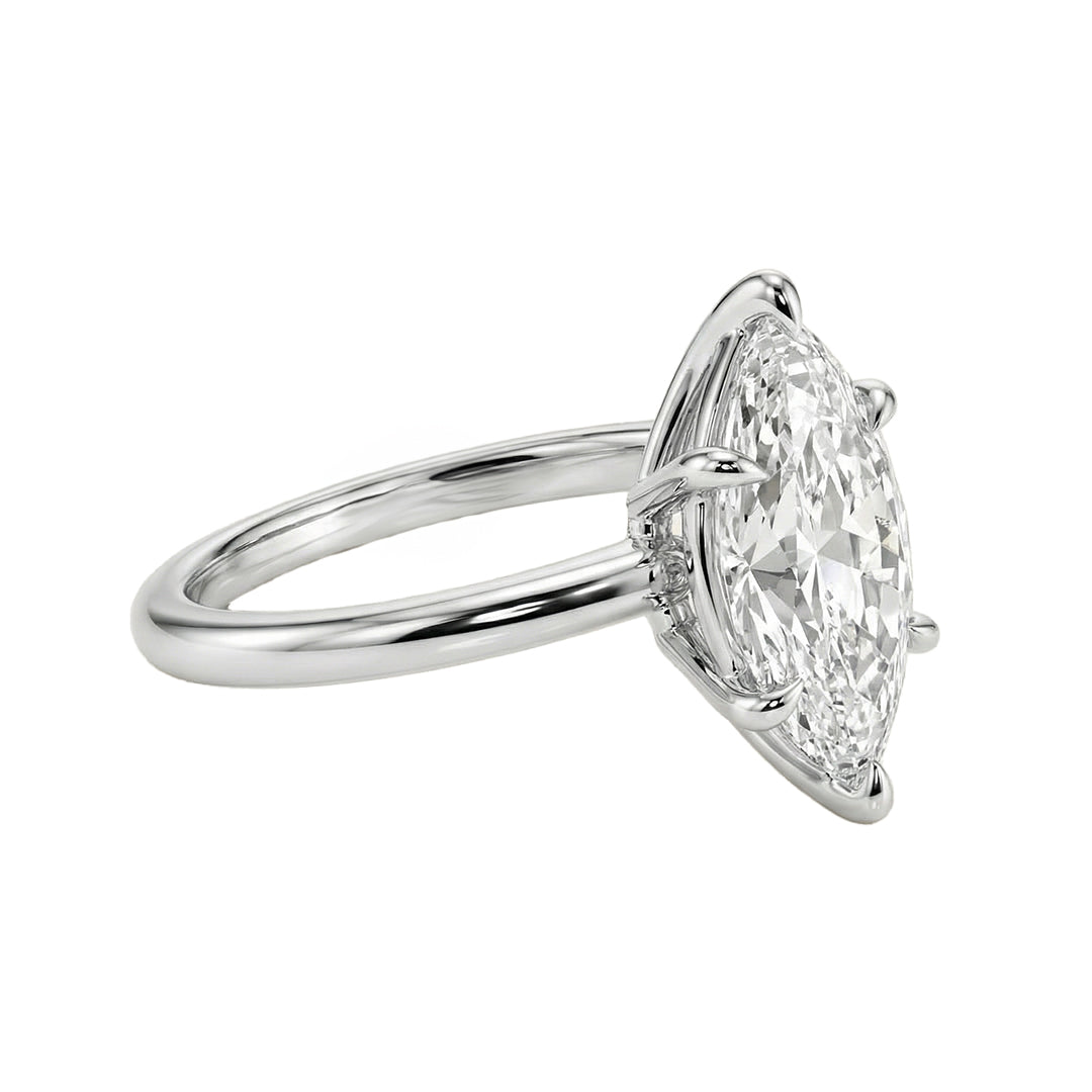 Marquise Lab Diamond Solitaire Engagement Ring
