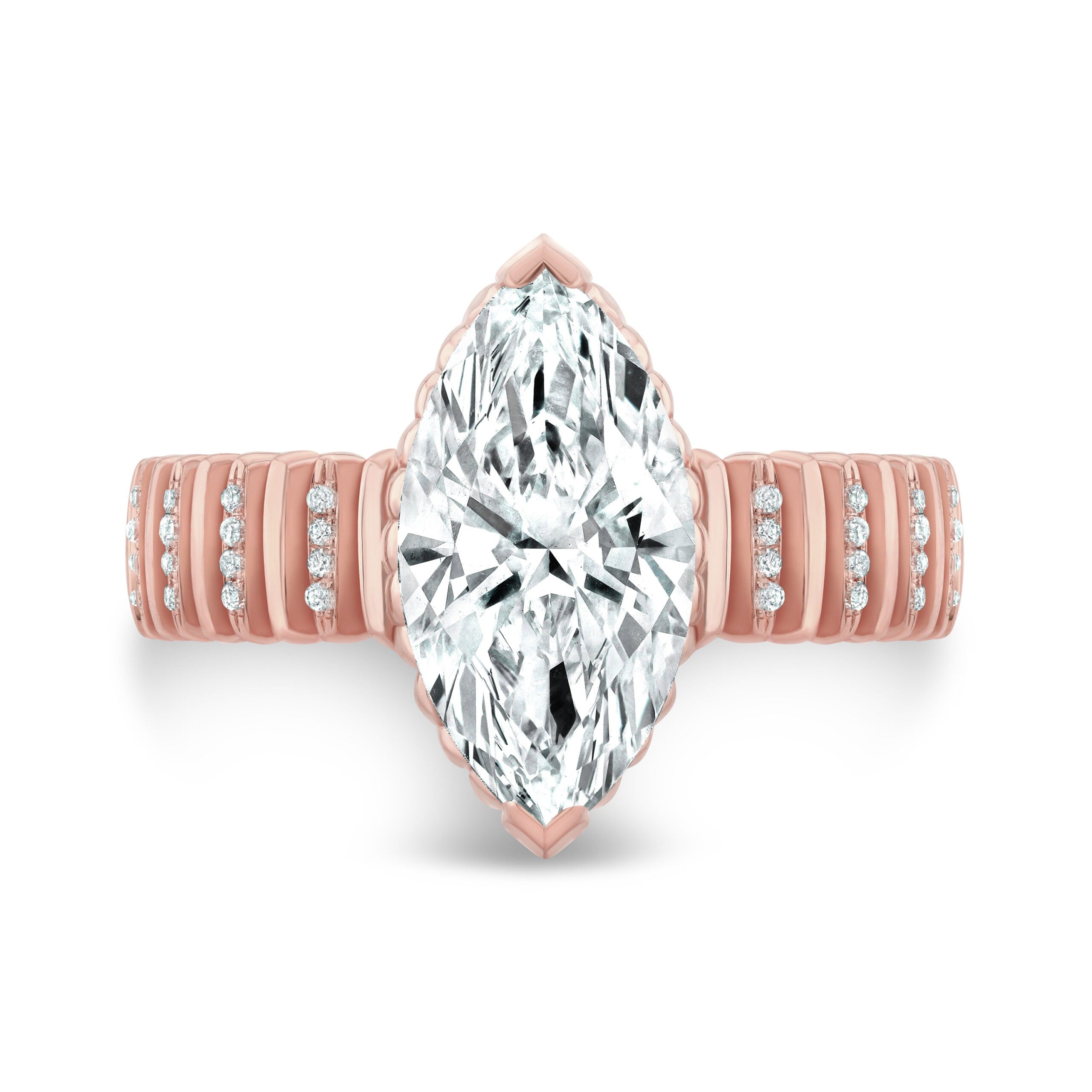 Marquise Cut Diamond Fluted Band Ring