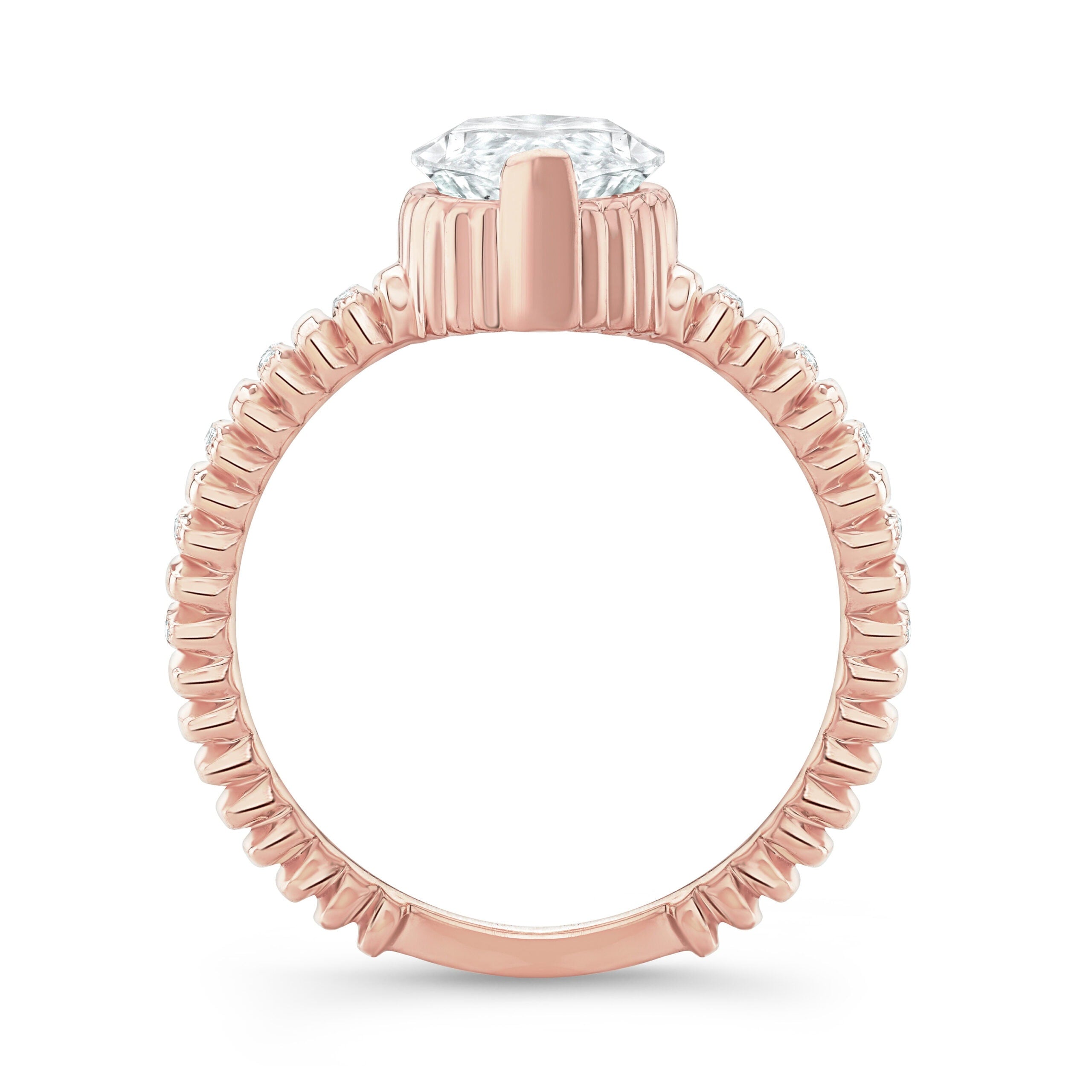 Marquise Cut Diamond Fluted Band Ring