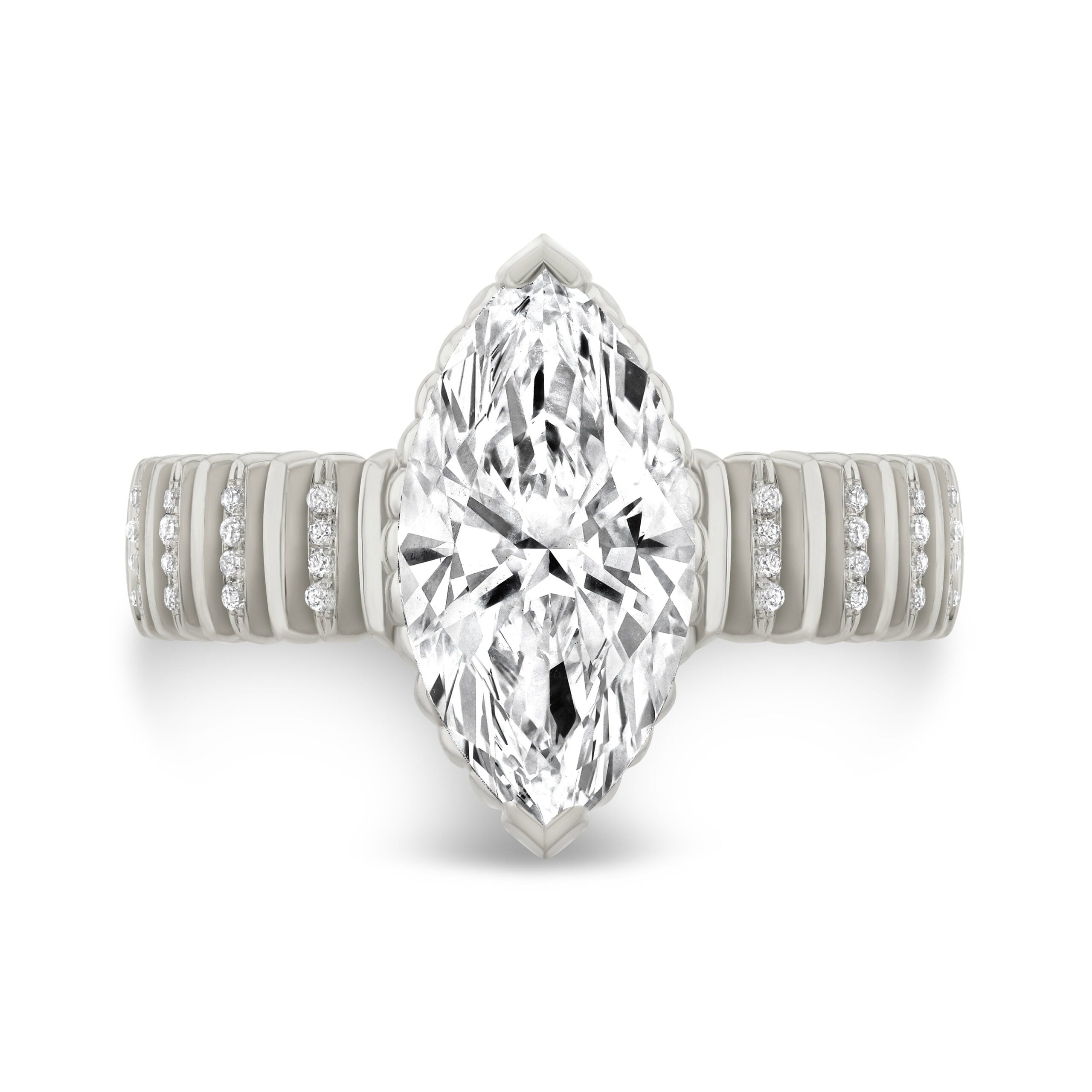 Marquise Cut Diamond Fluted Band Ring