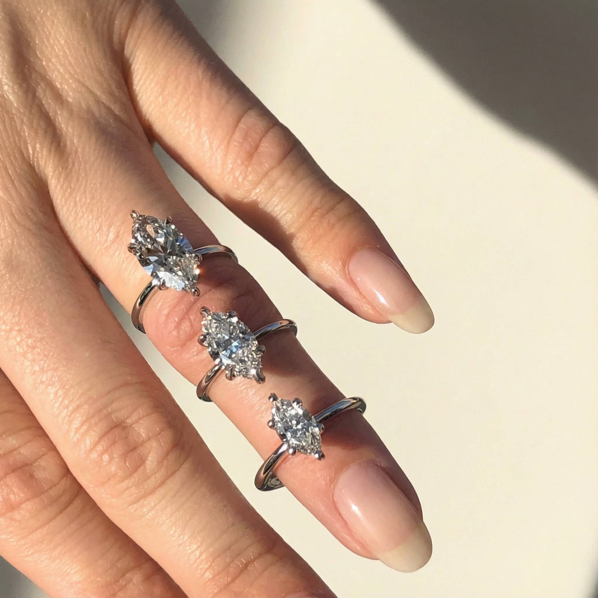 Marquise Lab Diamond Solitaire Engagement Ring