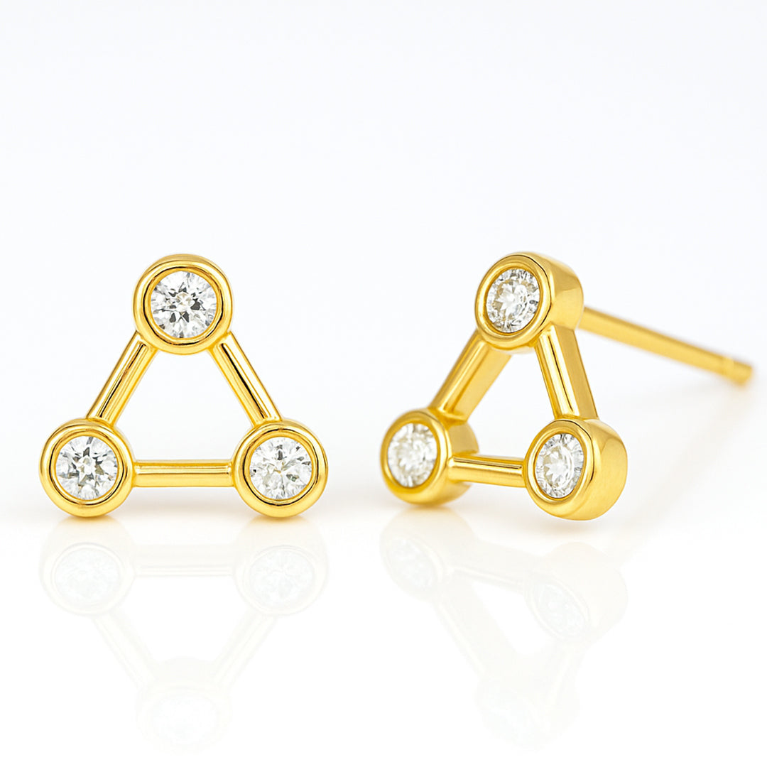 Petite Trinity Natural Diamond Studs Earrings