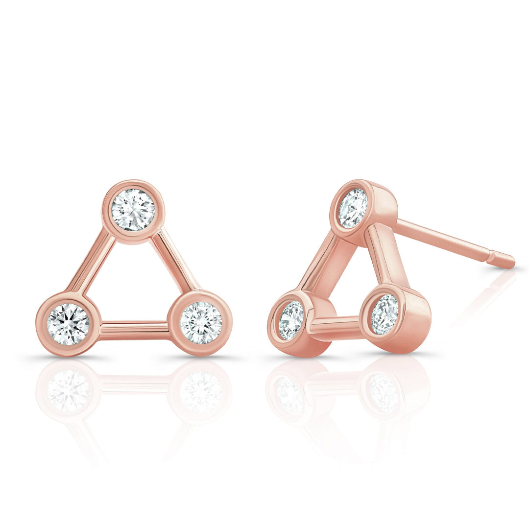 Petite Trinity Natural Diamond Studs Earrings