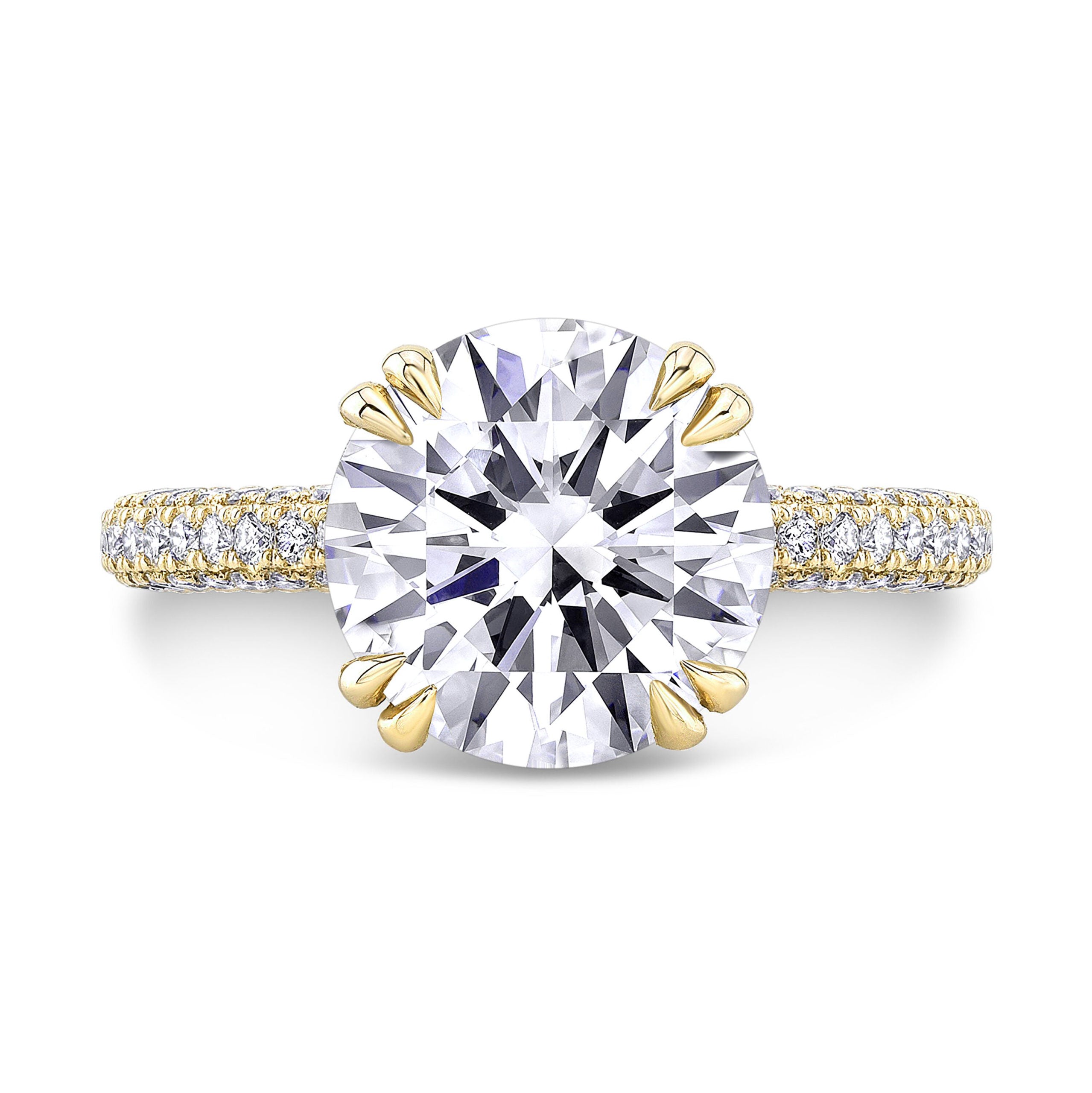 Round Brilliant Lab Grown Diamond Engagement Ring with Pavé Band
