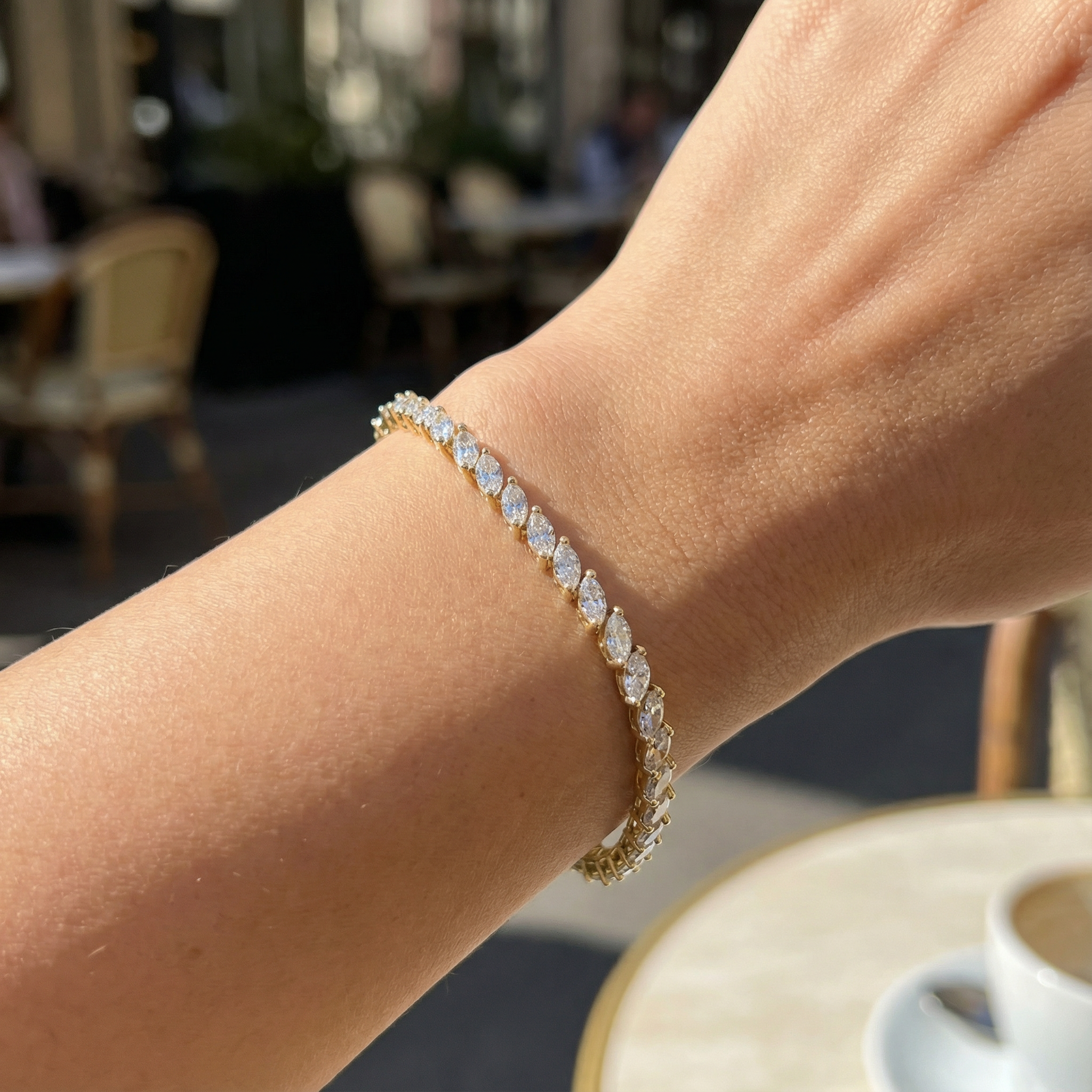 Marquise Cut Lab Diamond Tennis Bracelet
