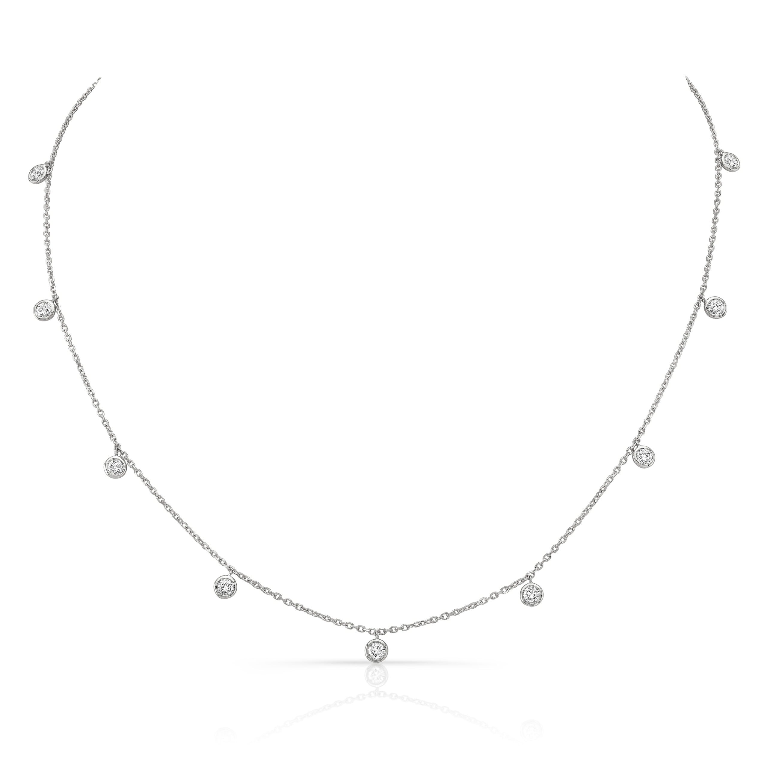 Bezel-Set Diamond Dangle Necklace