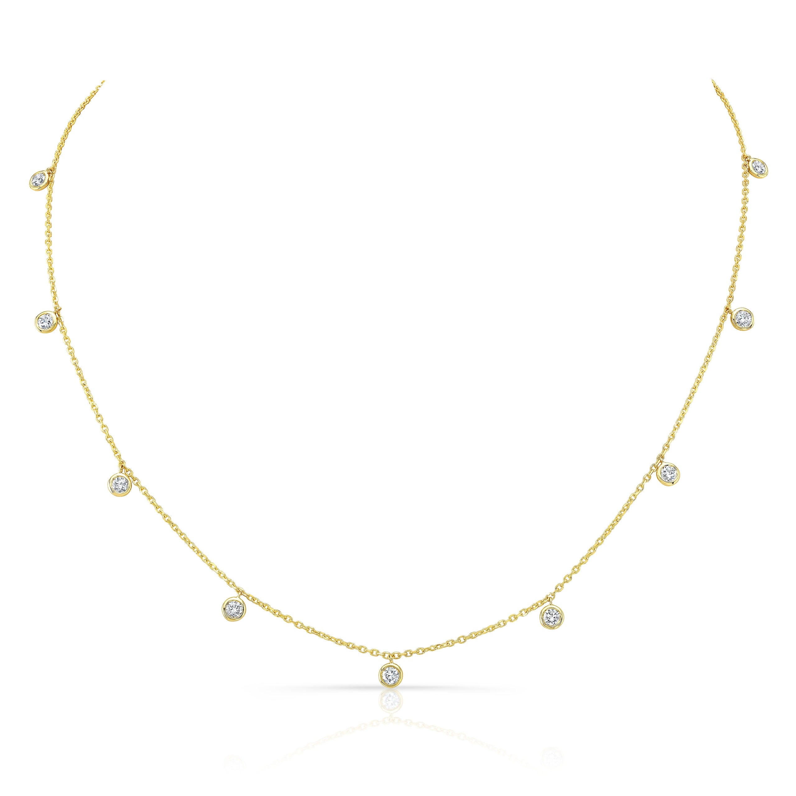 Bezel-Set Diamond Dangle Necklace