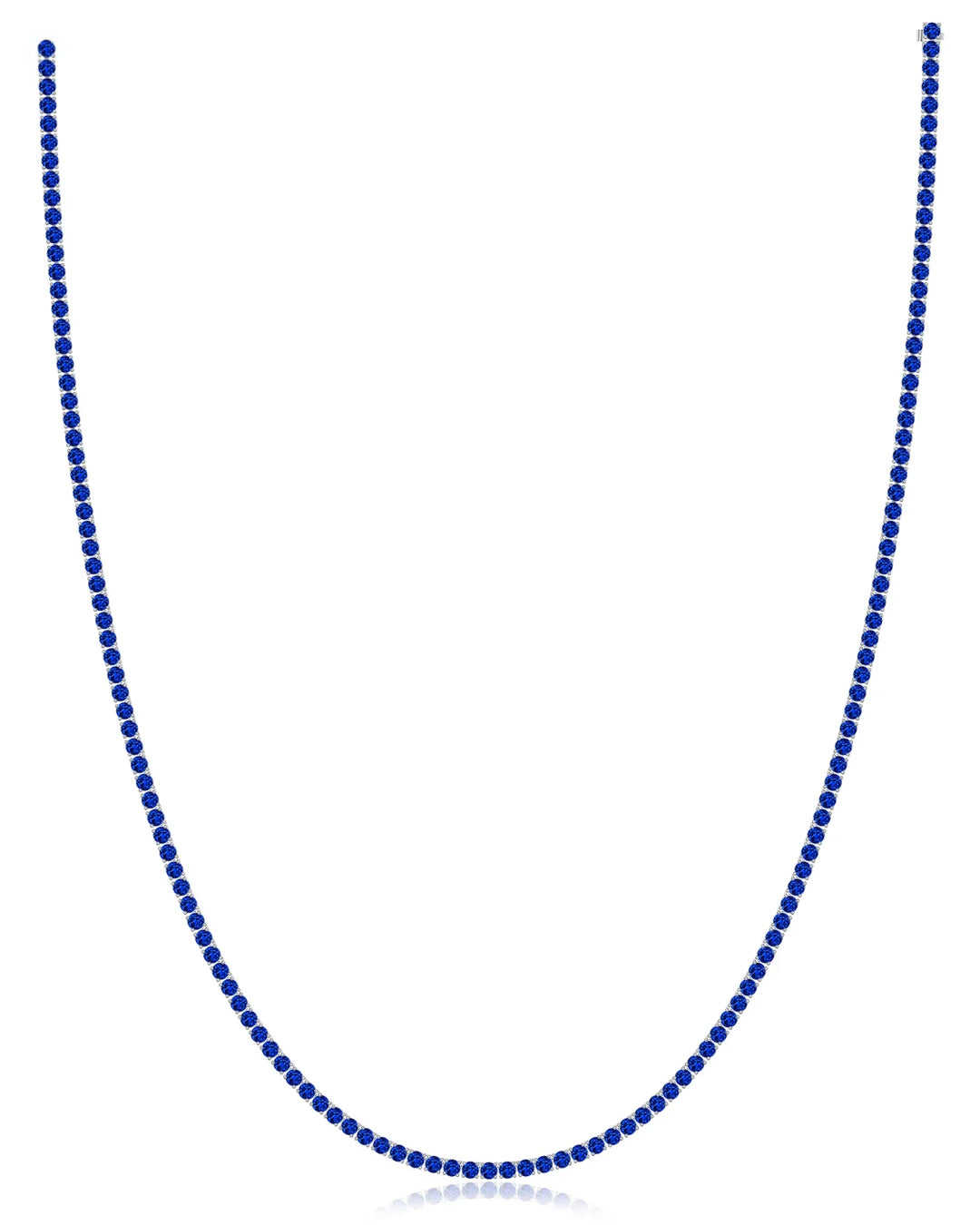 Lab Grown Blue Sapphire Tennis Necklace