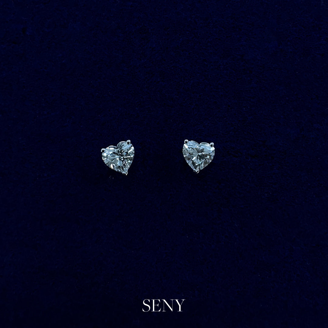 Heart Shaped Lab Grown Diamond Stud Earrings