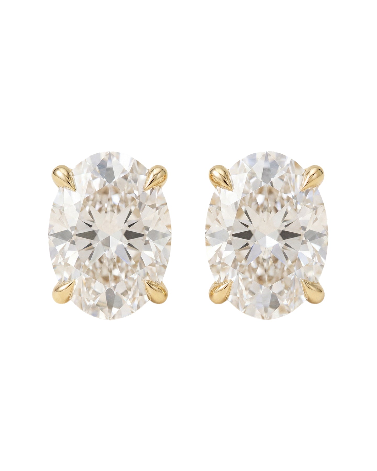 Oval cut Lab Grown Diamond Stud Earrings (18K yellow gold / Total 8CT / VVS / E-F)