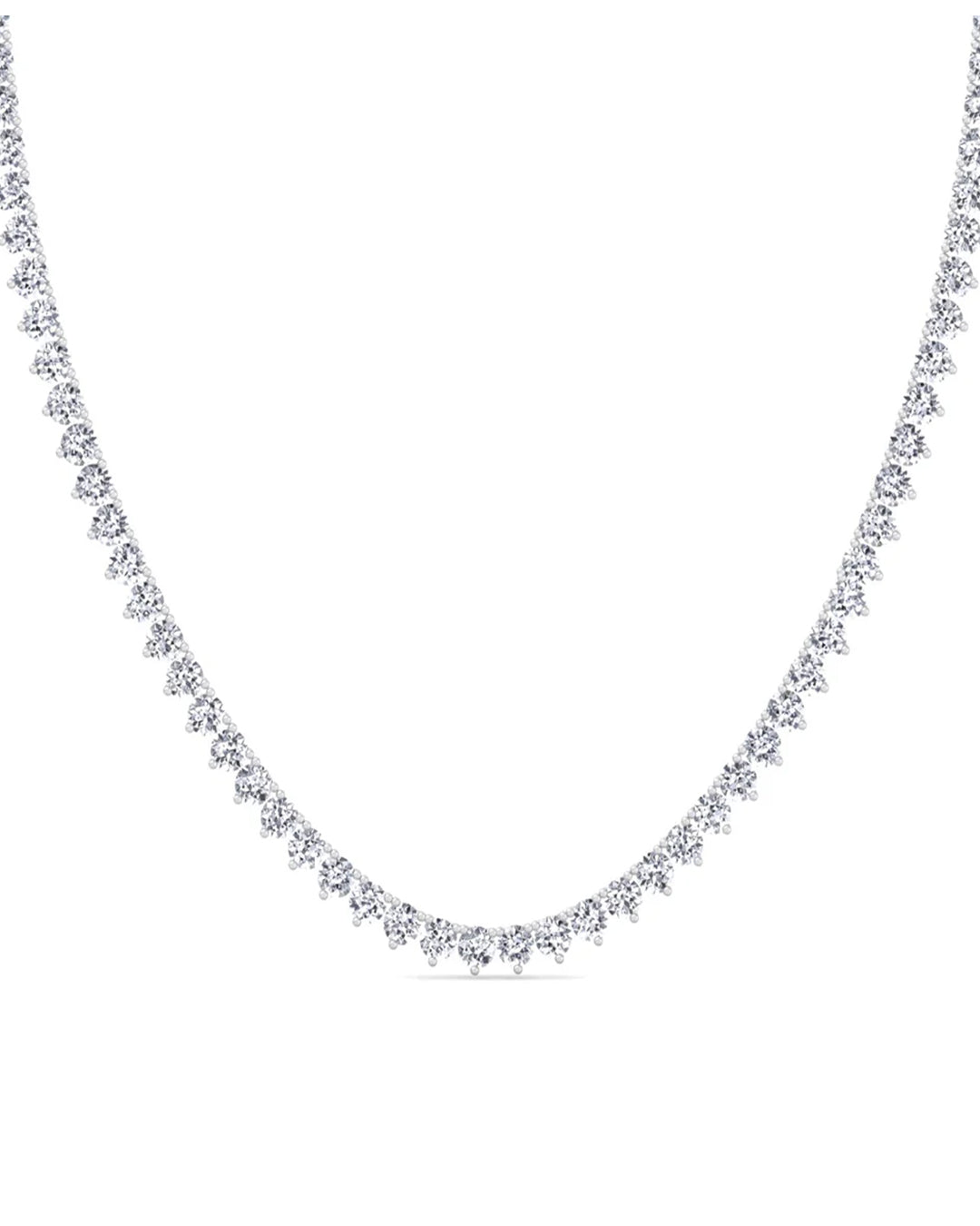 3 Prong Graduated Lab Diamond Tennis Necklace 16.7CT