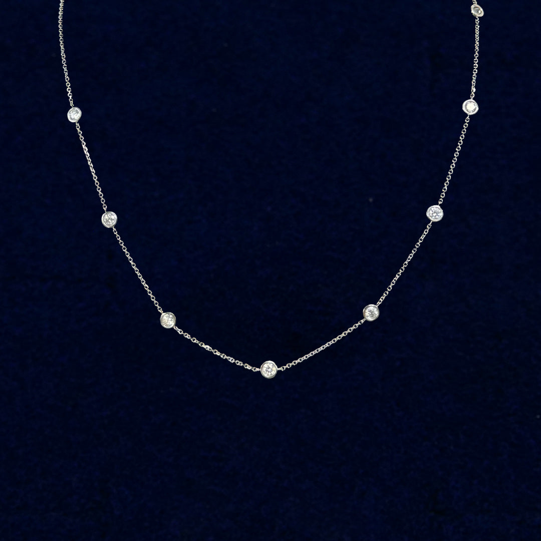 Bezel-Set Diamond Dangle Necklace