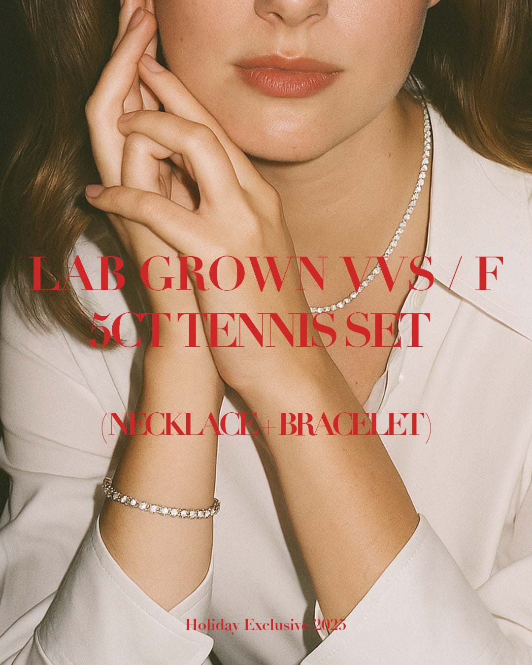 LAB GROWN VVS 5CT TENNIS SET (NECKLACE + BRACELET)