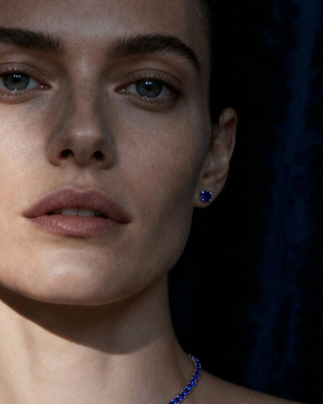 Lab Grown Blue Sapphire Tennis Necklace